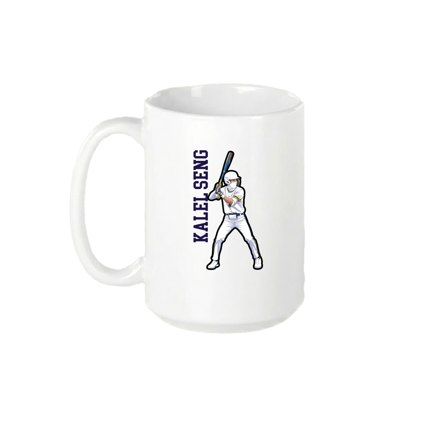 15oz Coffee Mug — Name Vertical in White