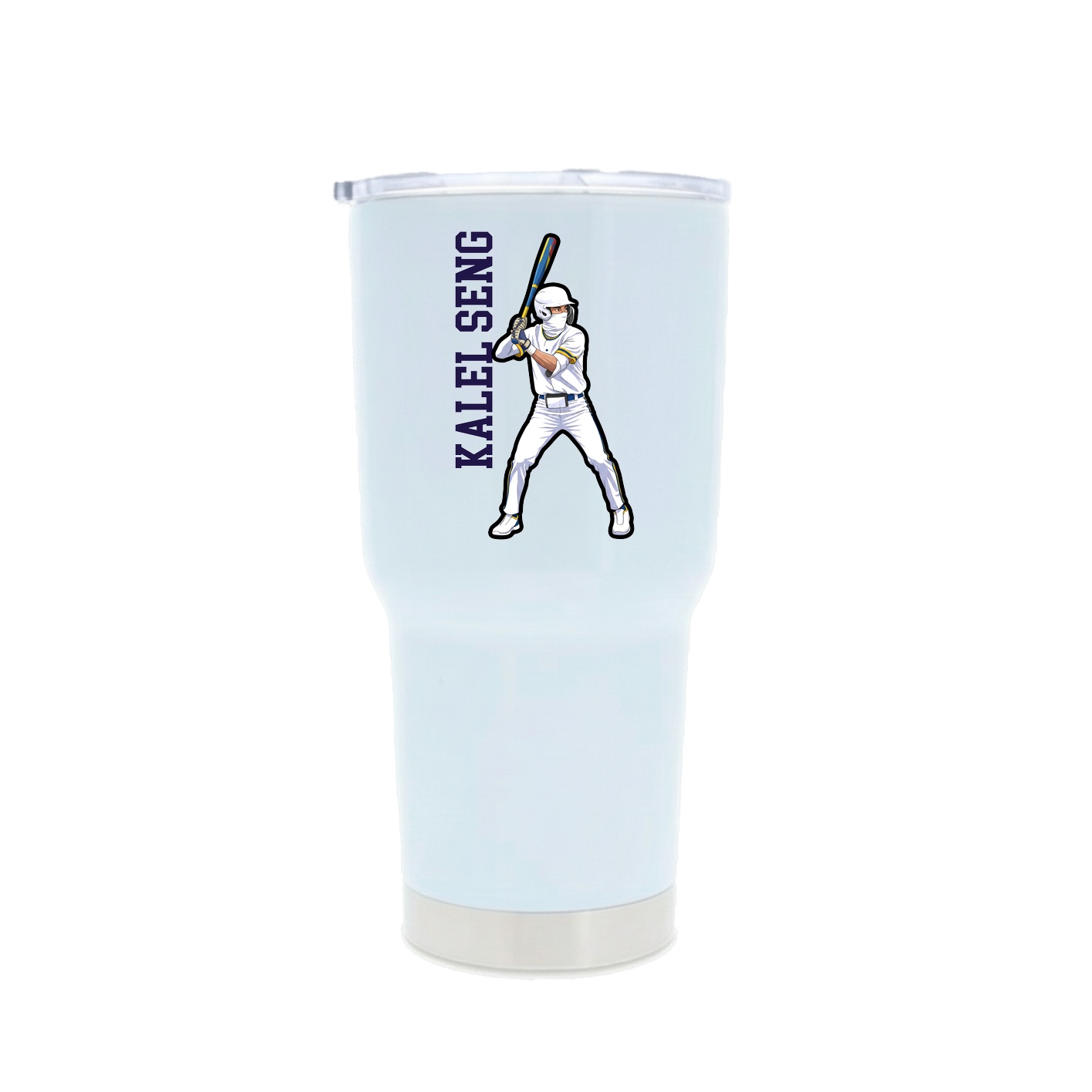 30oz Stainless Steel Tumbler — Name Vertical in White