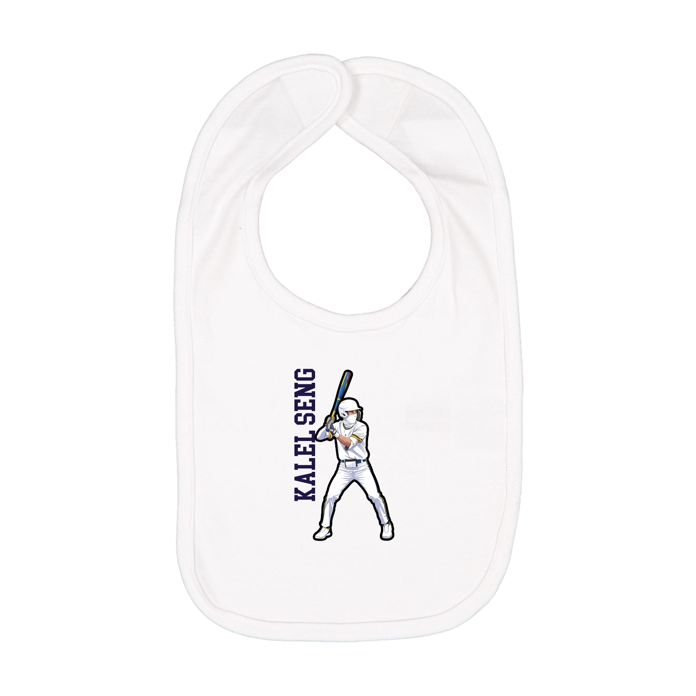 Infant Bib — Name Vertical in White