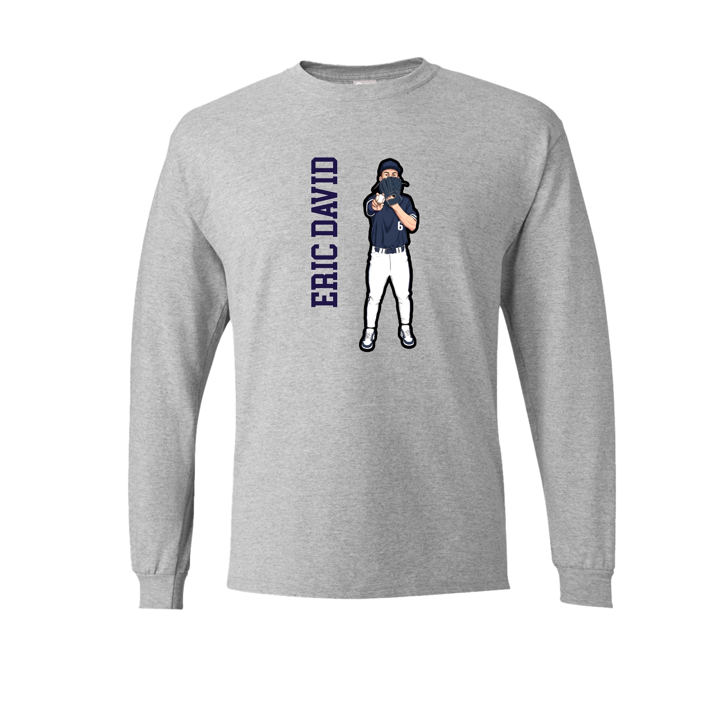 Long Sleeve Tee — Name Vertical in Grey