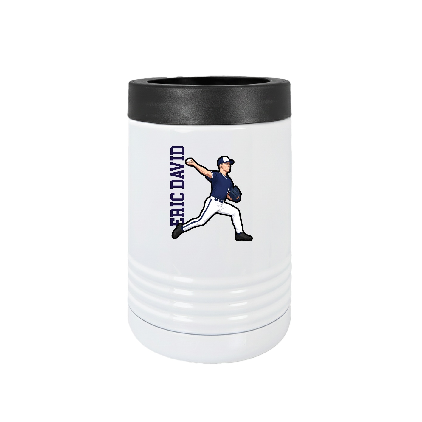 Beverage Holder — Name Vertical in White
