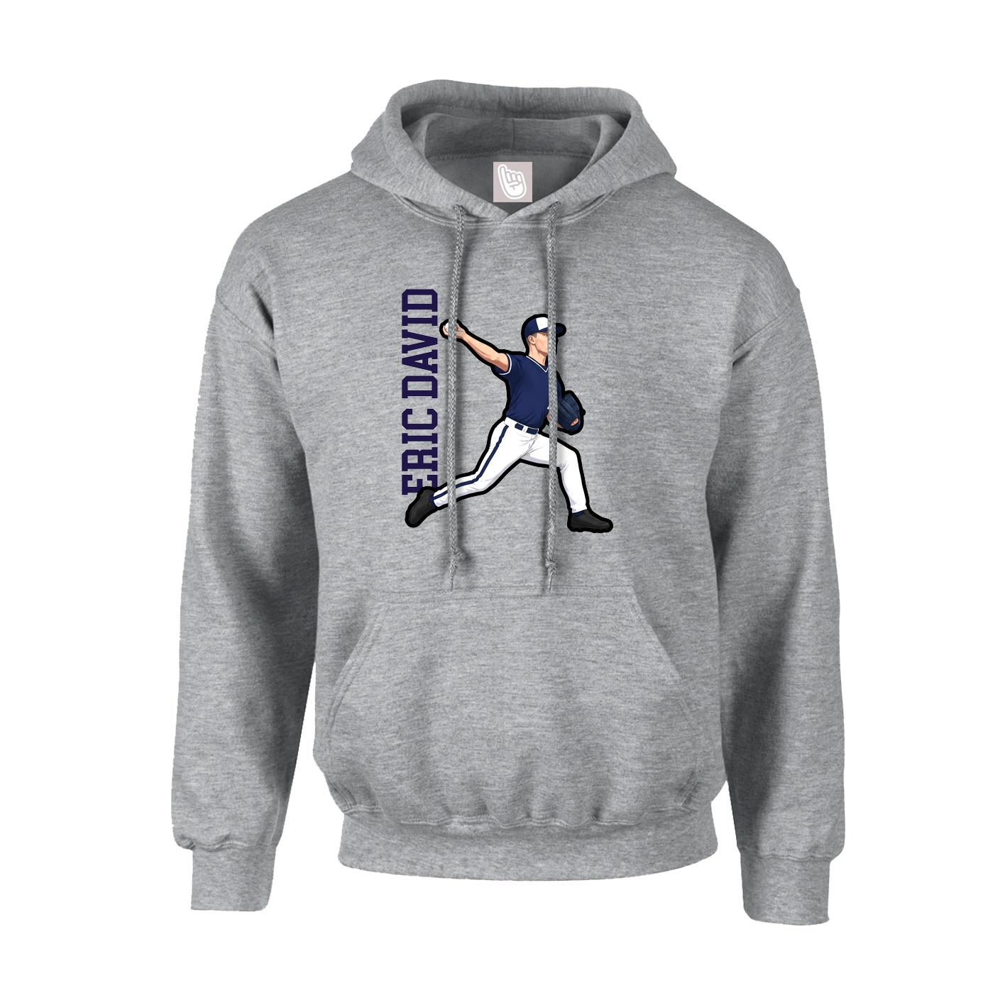 Youth Hoodie — Name Vertical in Grey
