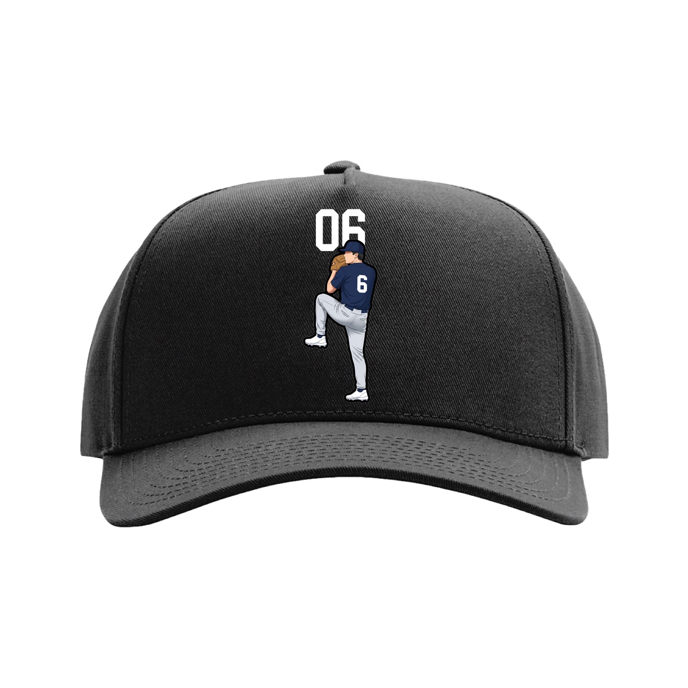 Full Fabric Five-Panel Champ Cap — Number Top in Black