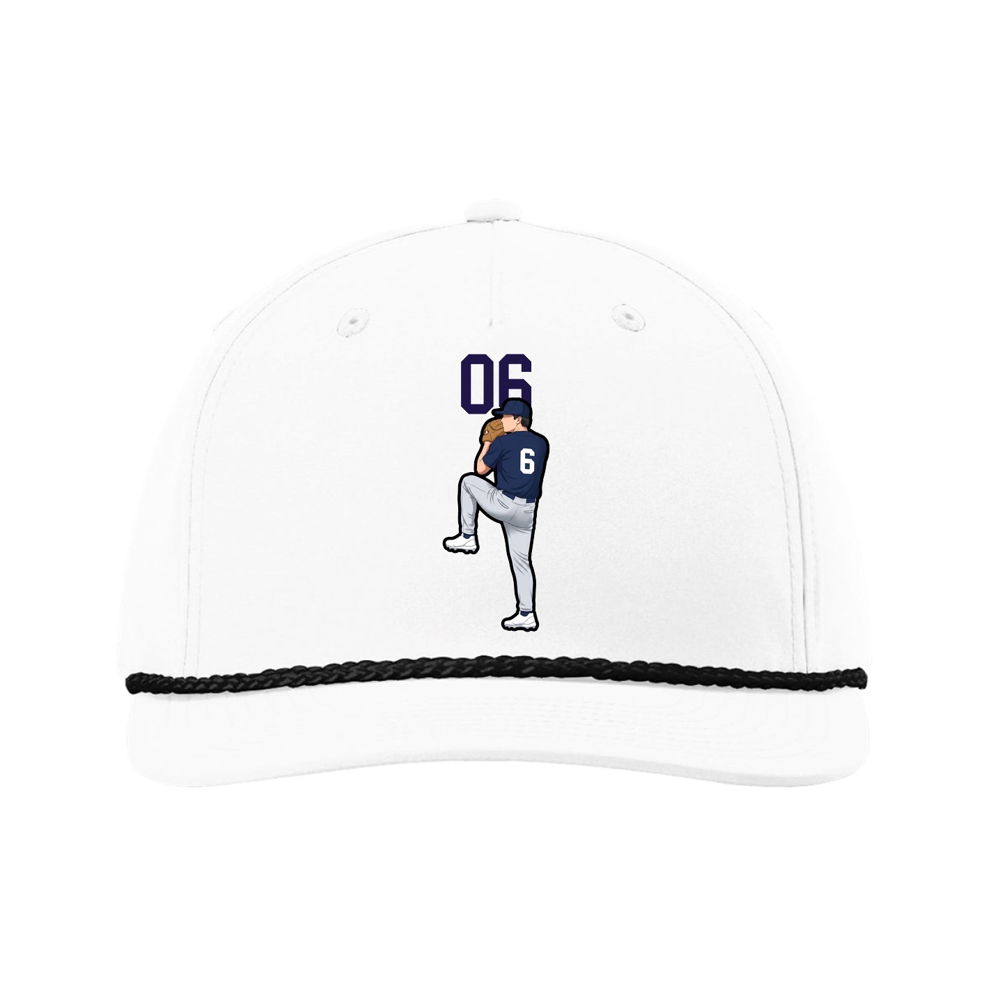 Five-Panel Classic Rope Cap — Number Top in White