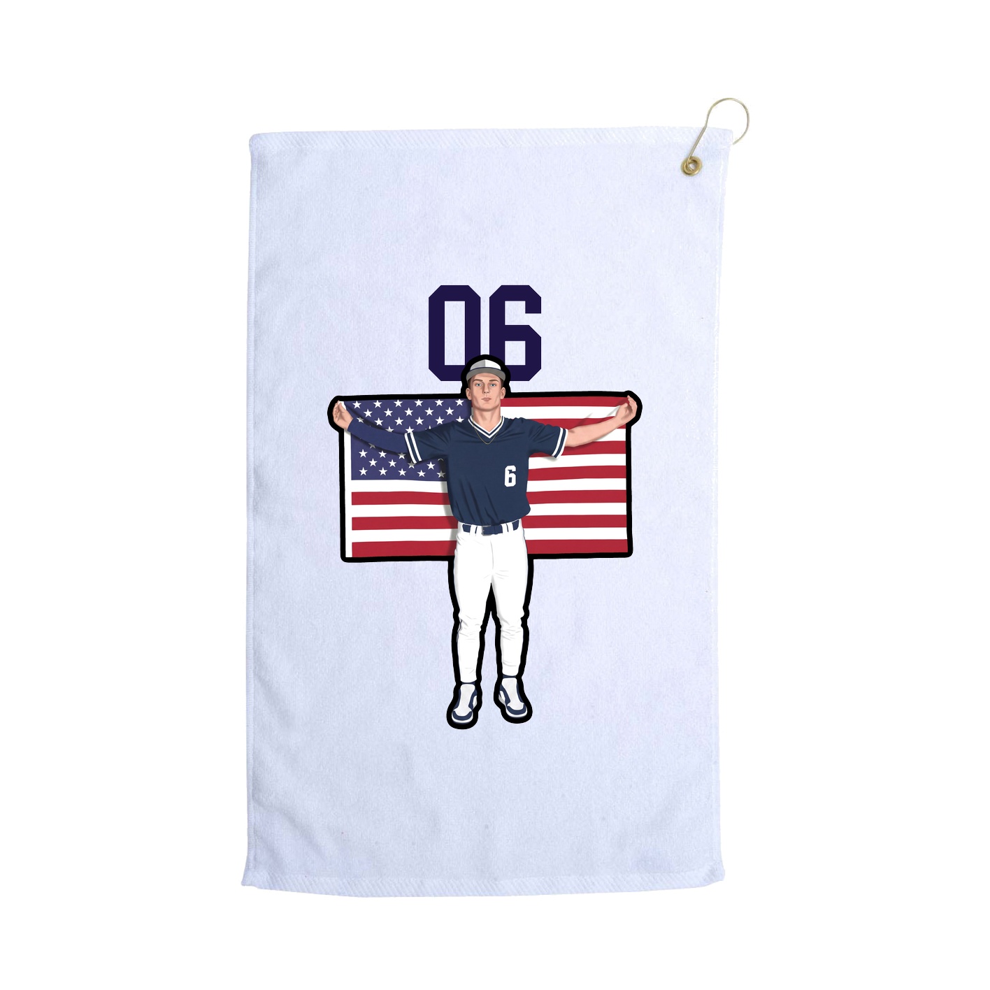 Golf Towel — Number Top in White