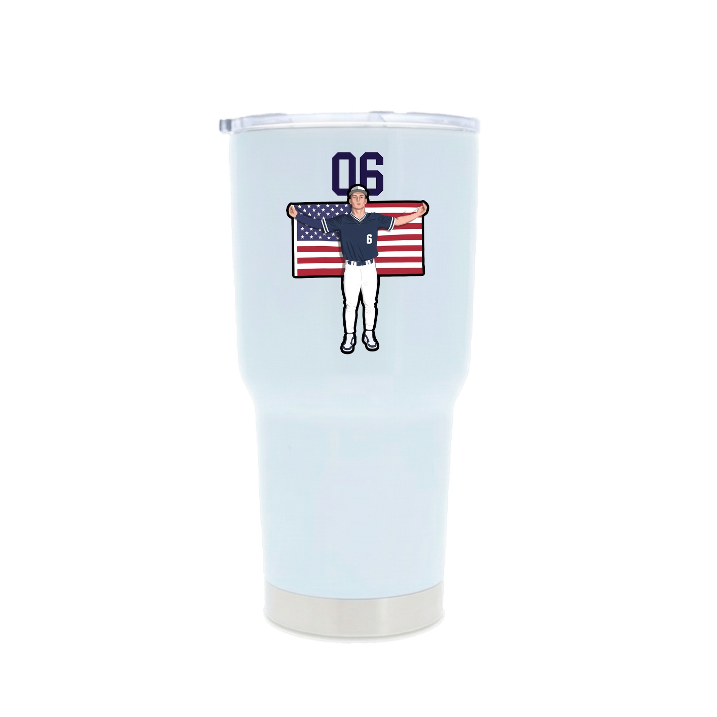 30oz Stainless Steel Tumbler — Number Top in White