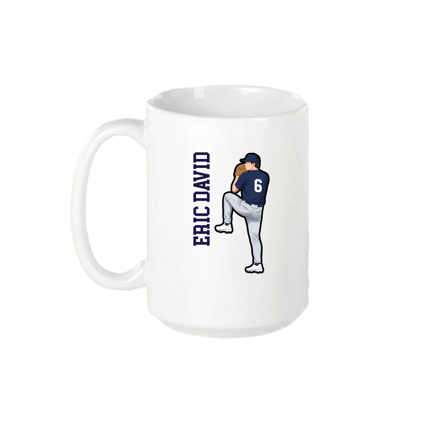 15oz Coffee Mug — Name Vertical in White
