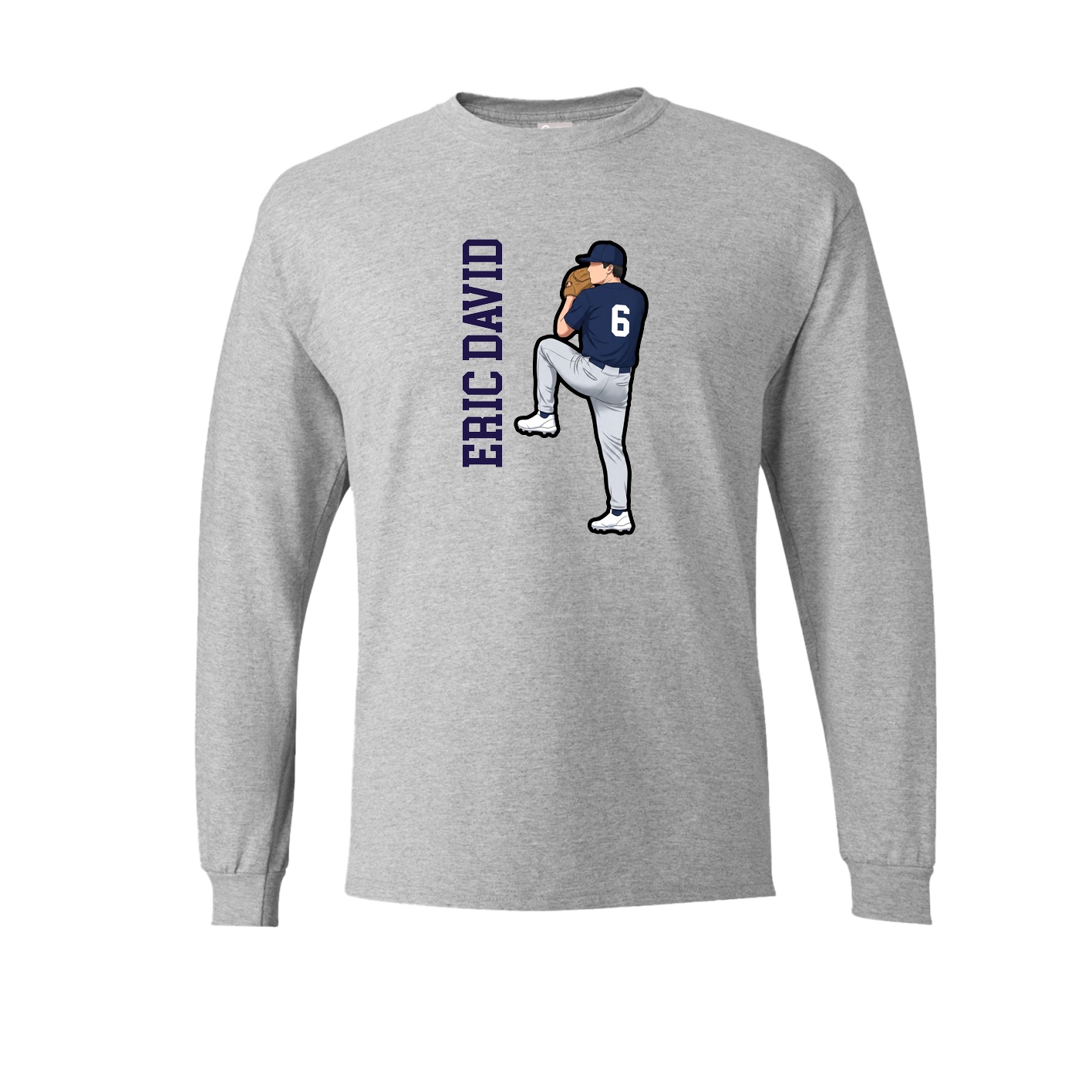 Long Sleeve Tee — Name Vertical in Grey