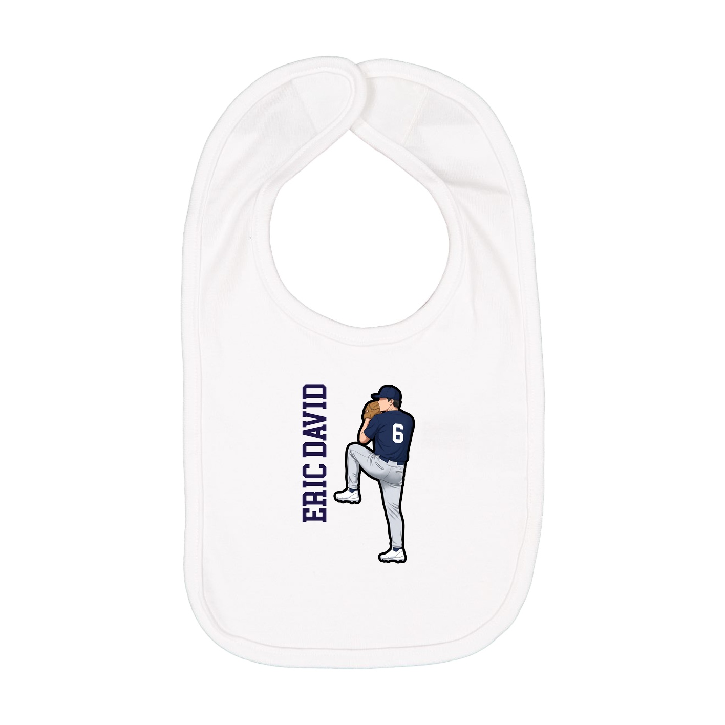 Infant Bib — Name Vertical in White