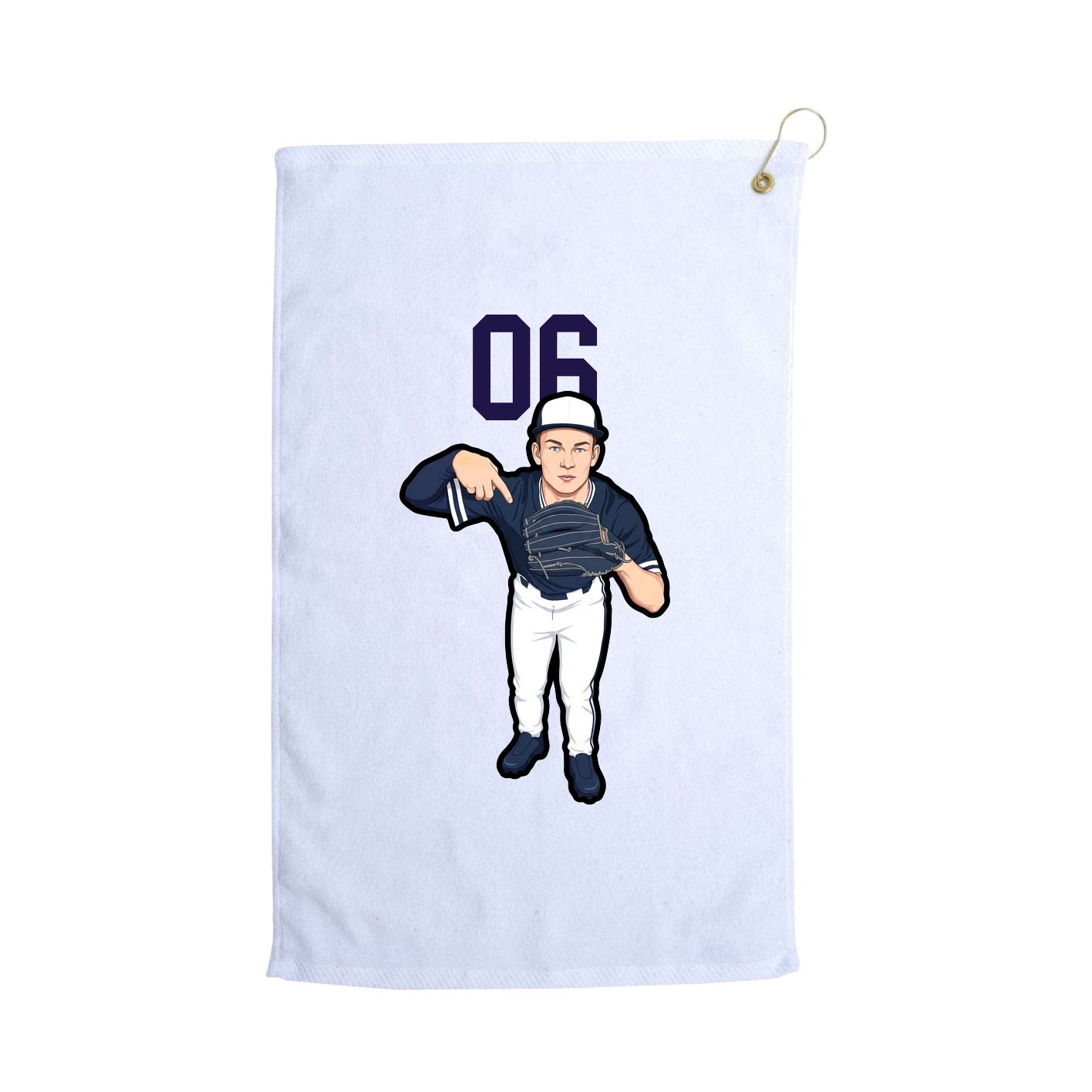 Golf Towel — Number Top in White