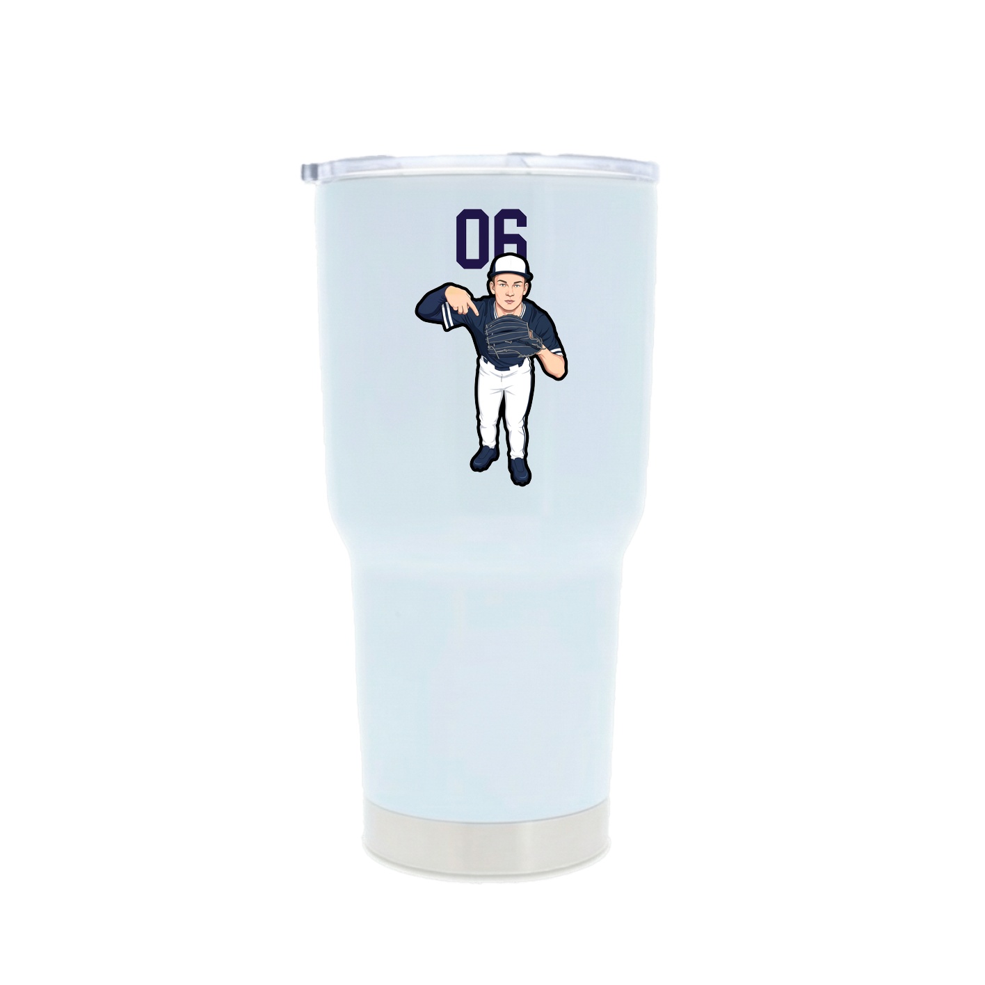 30oz Stainless Steel Tumbler — Number Top in White