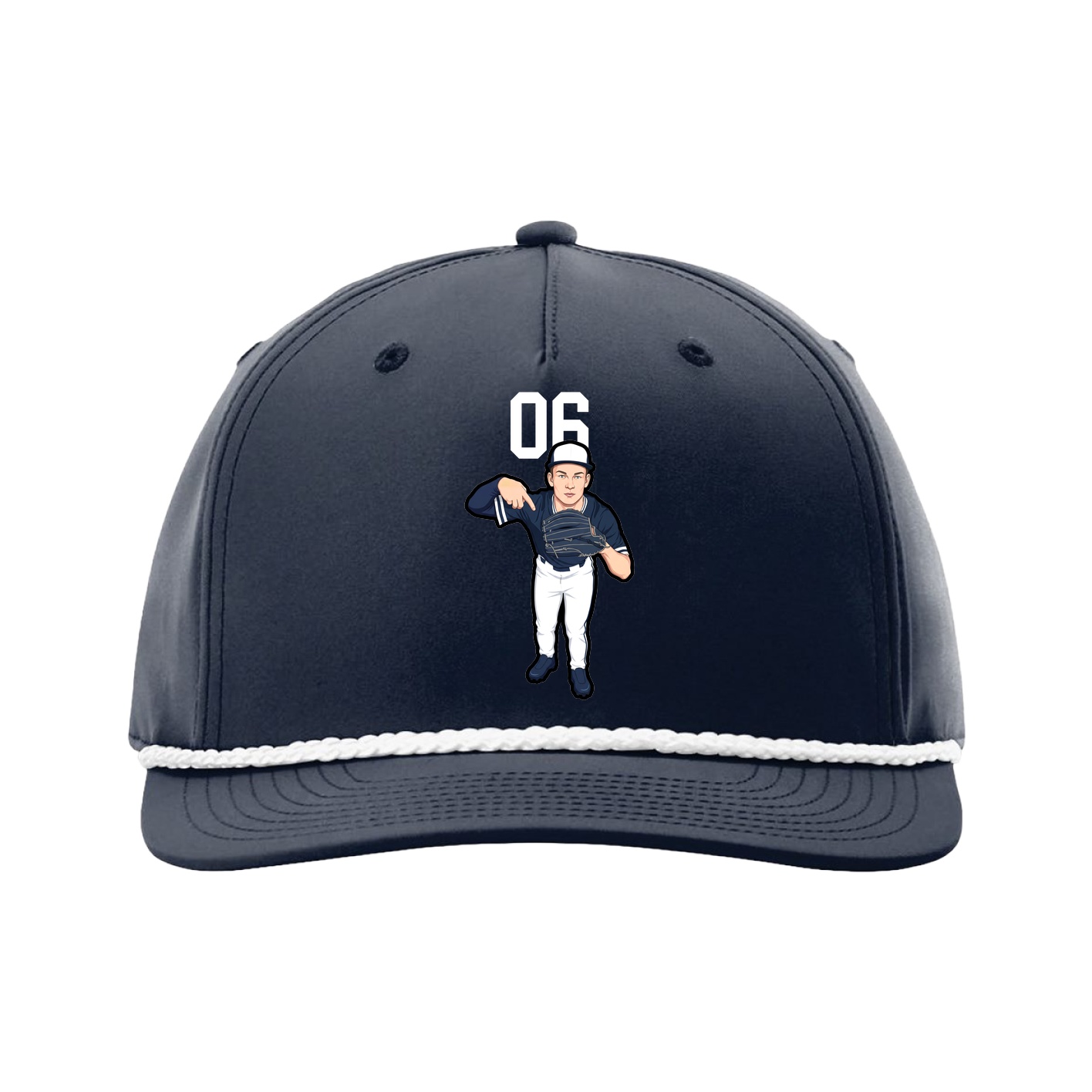 Five-Panel Classic Rope Cap — Number Top in Navy