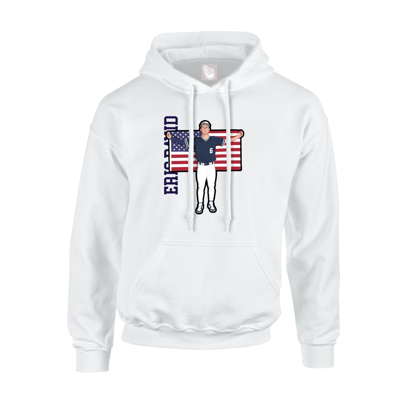 Youth Hoodie — Name Vertical in White