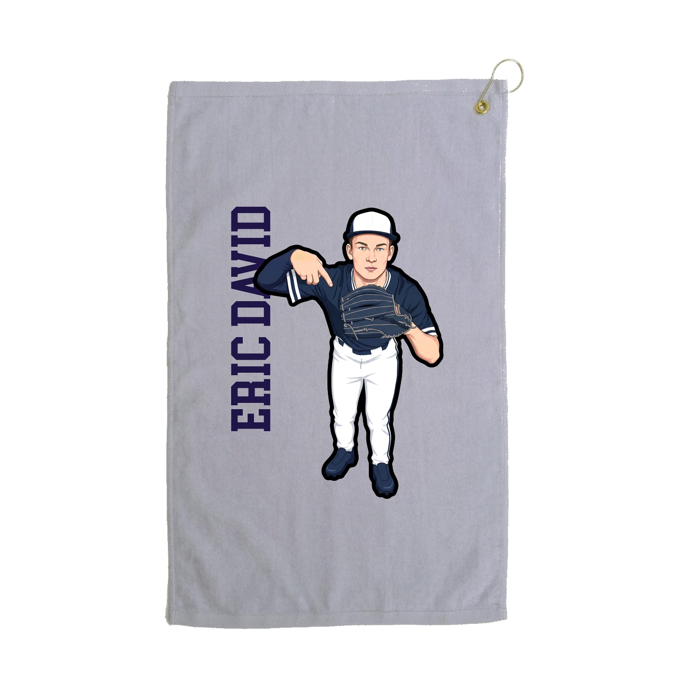 Golf Towel — Name Vertical in Grey