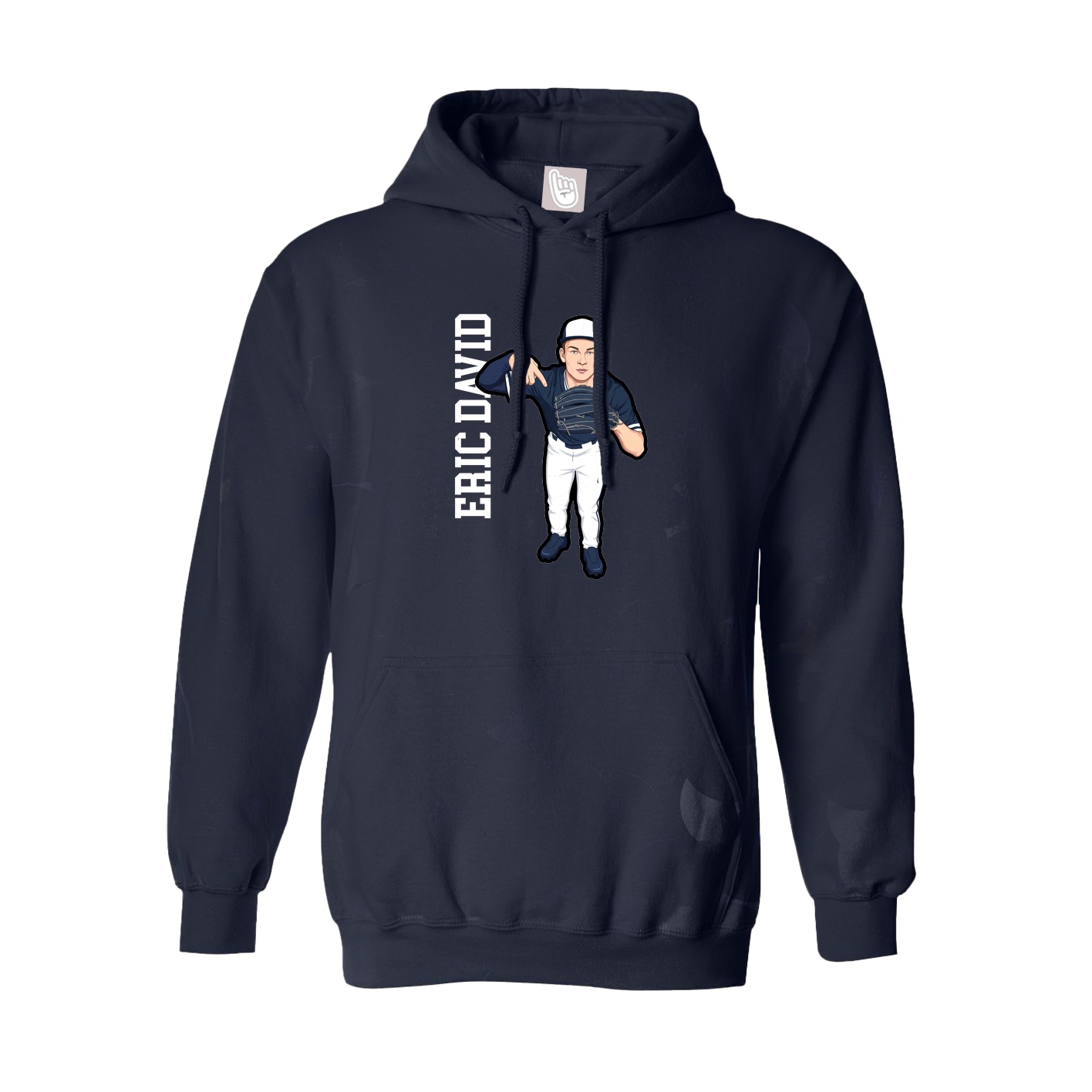 Hoodie — Name Vertical in Navy
