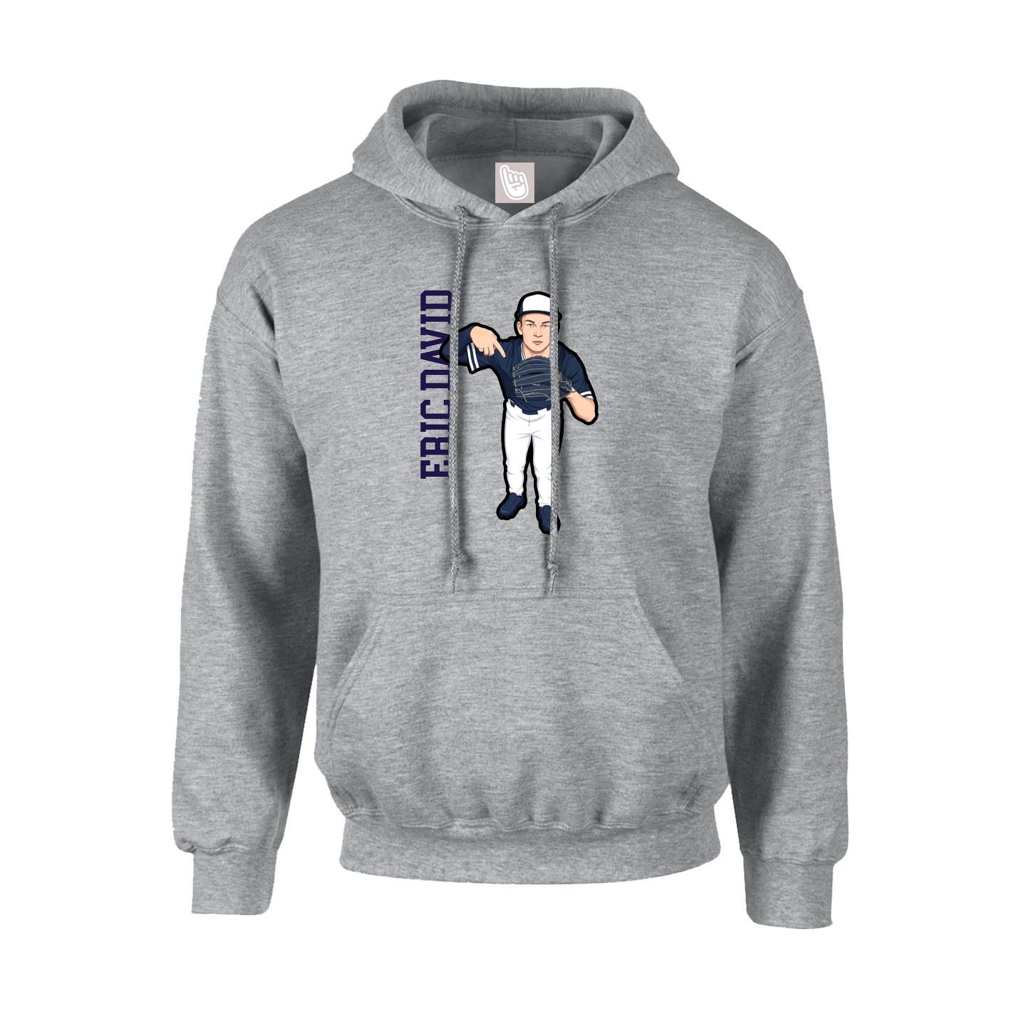 Youth Hoodie — Name Vertical in Grey