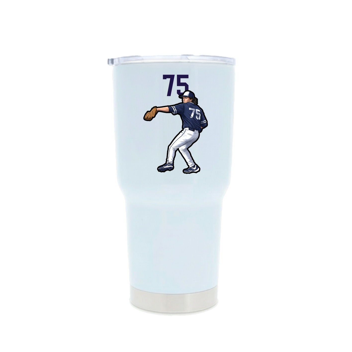 30oz Stainless Steel Tumbler — Number Top in White