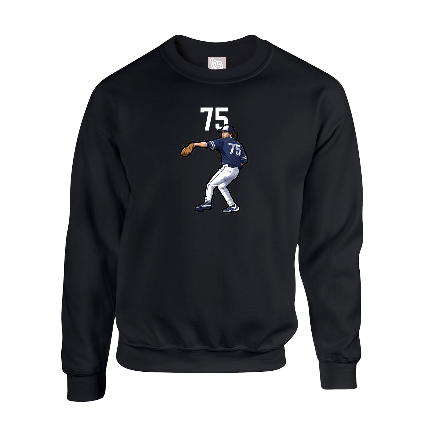 Fleece Crew — Number Top in Black