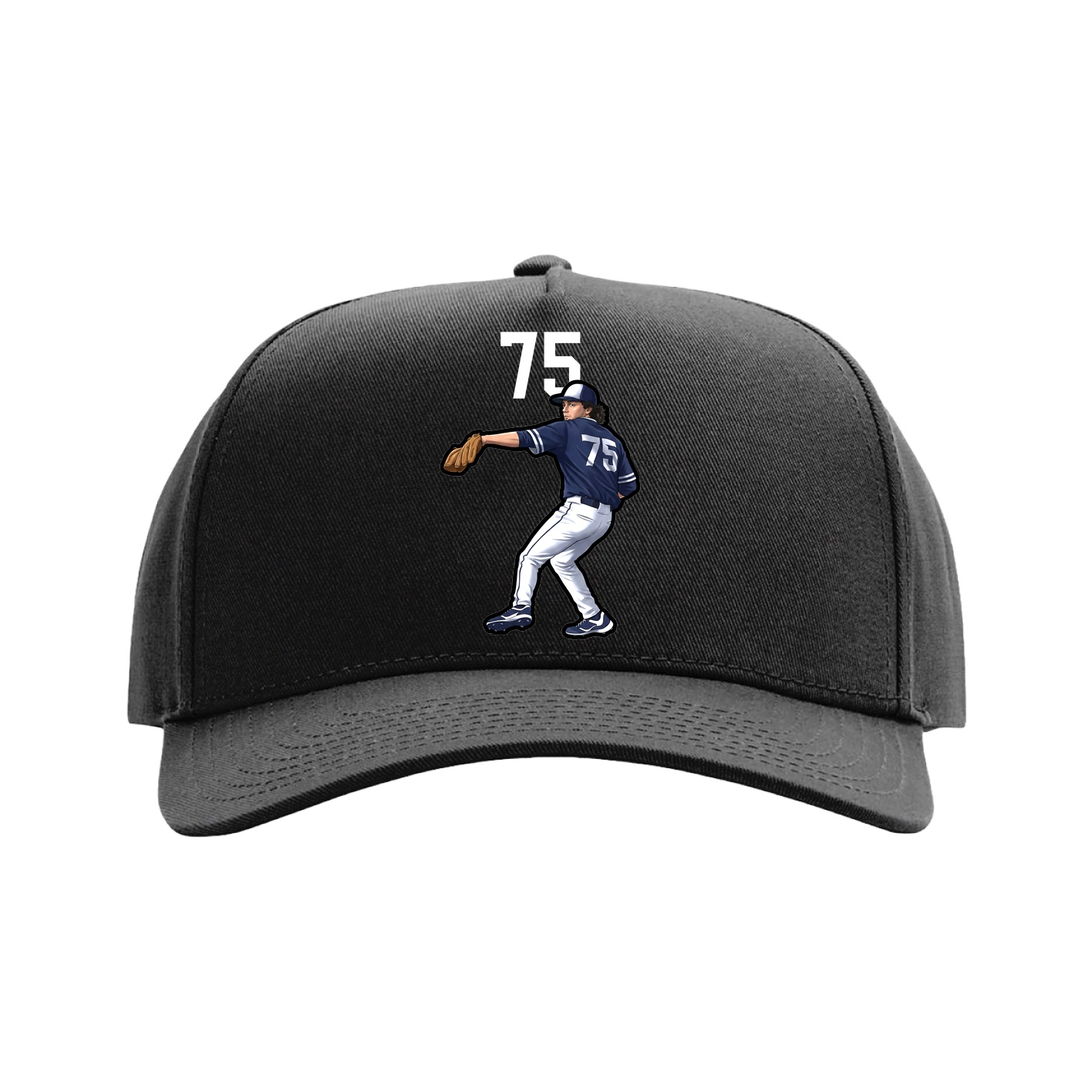 Full Fabric Five-Panel Champ Cap — Number Top in Black