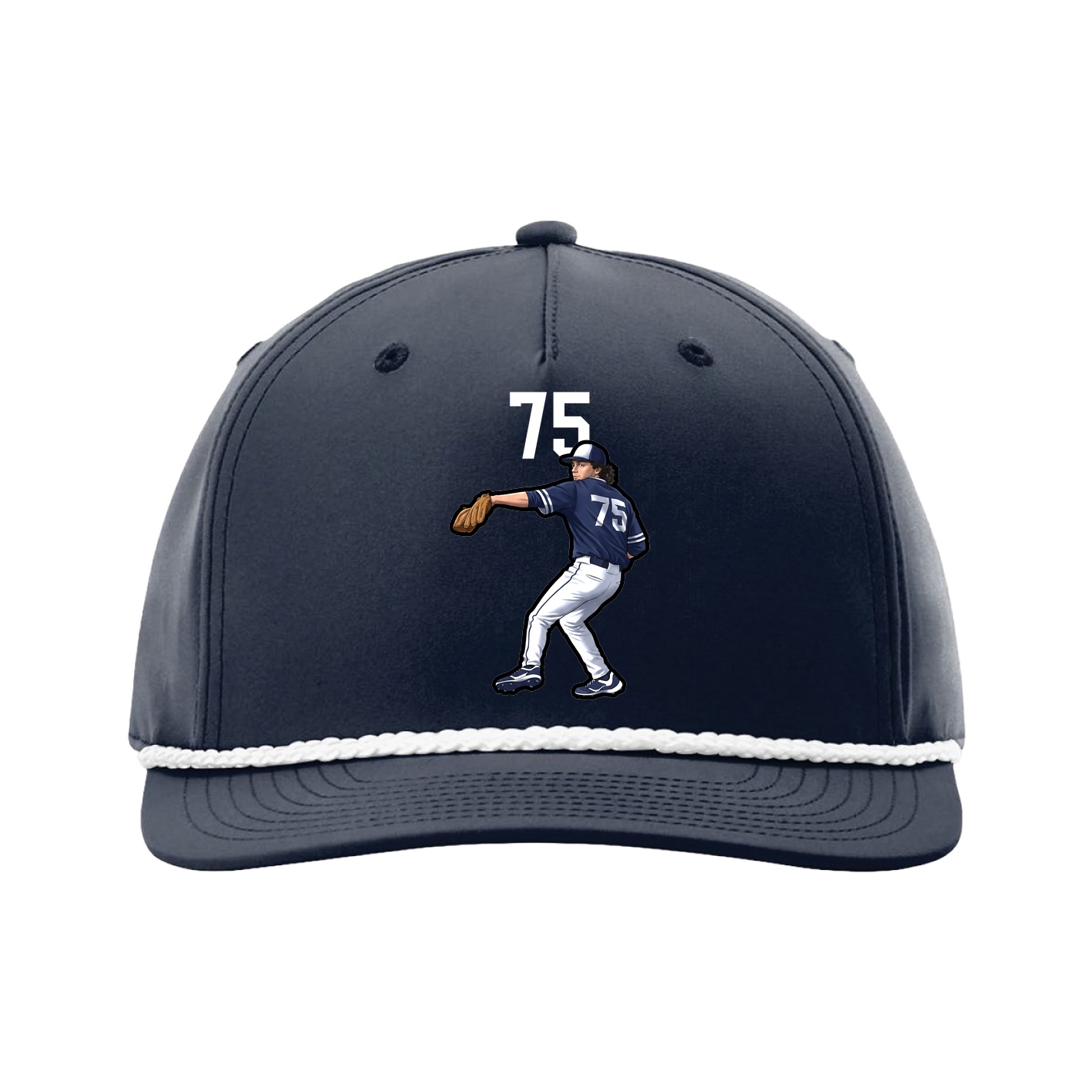 Five-Panel Classic Rope Cap — Number Top in Navy