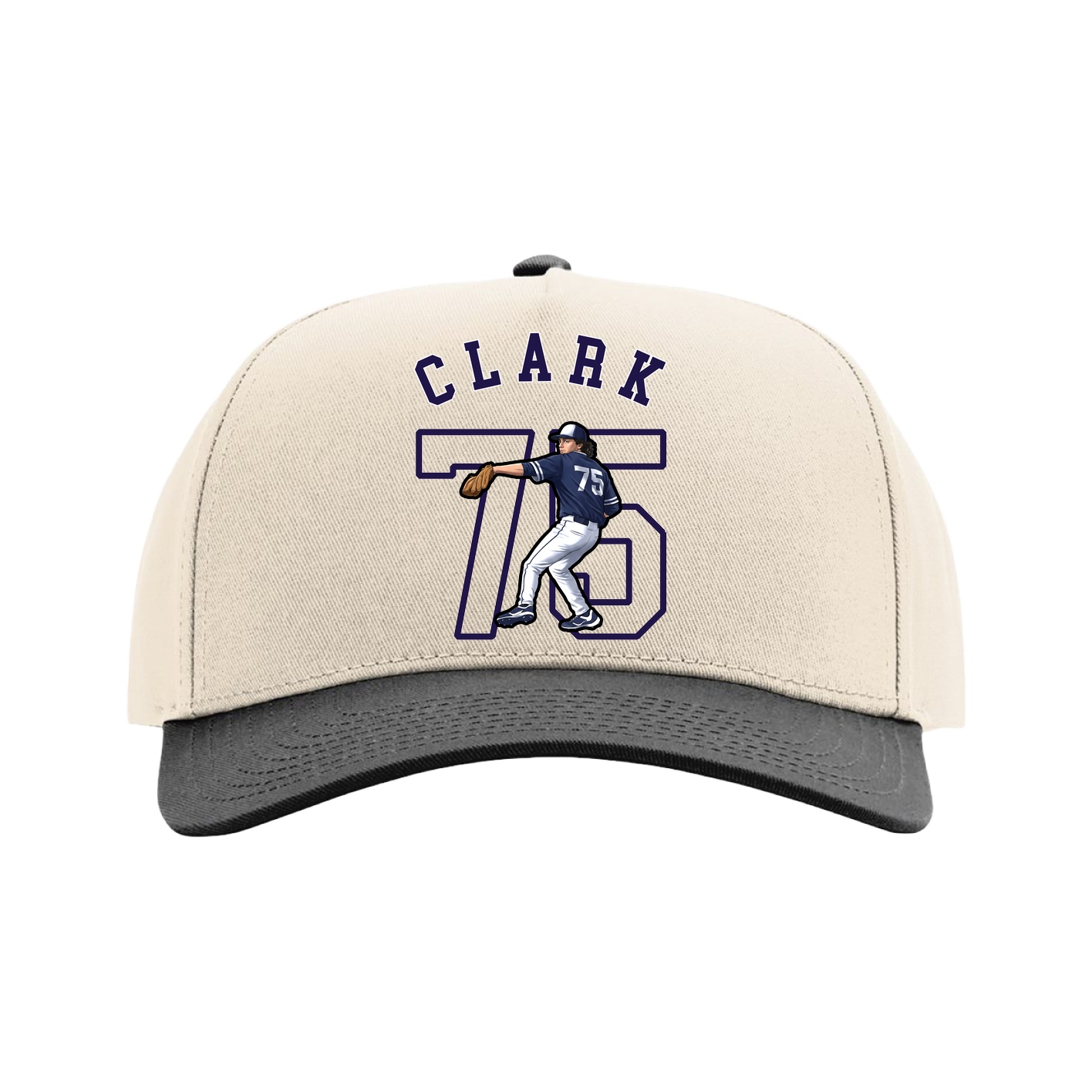 Full Fabric Five-Panel Champ Cap — Shirsey Arch in Cream/Black