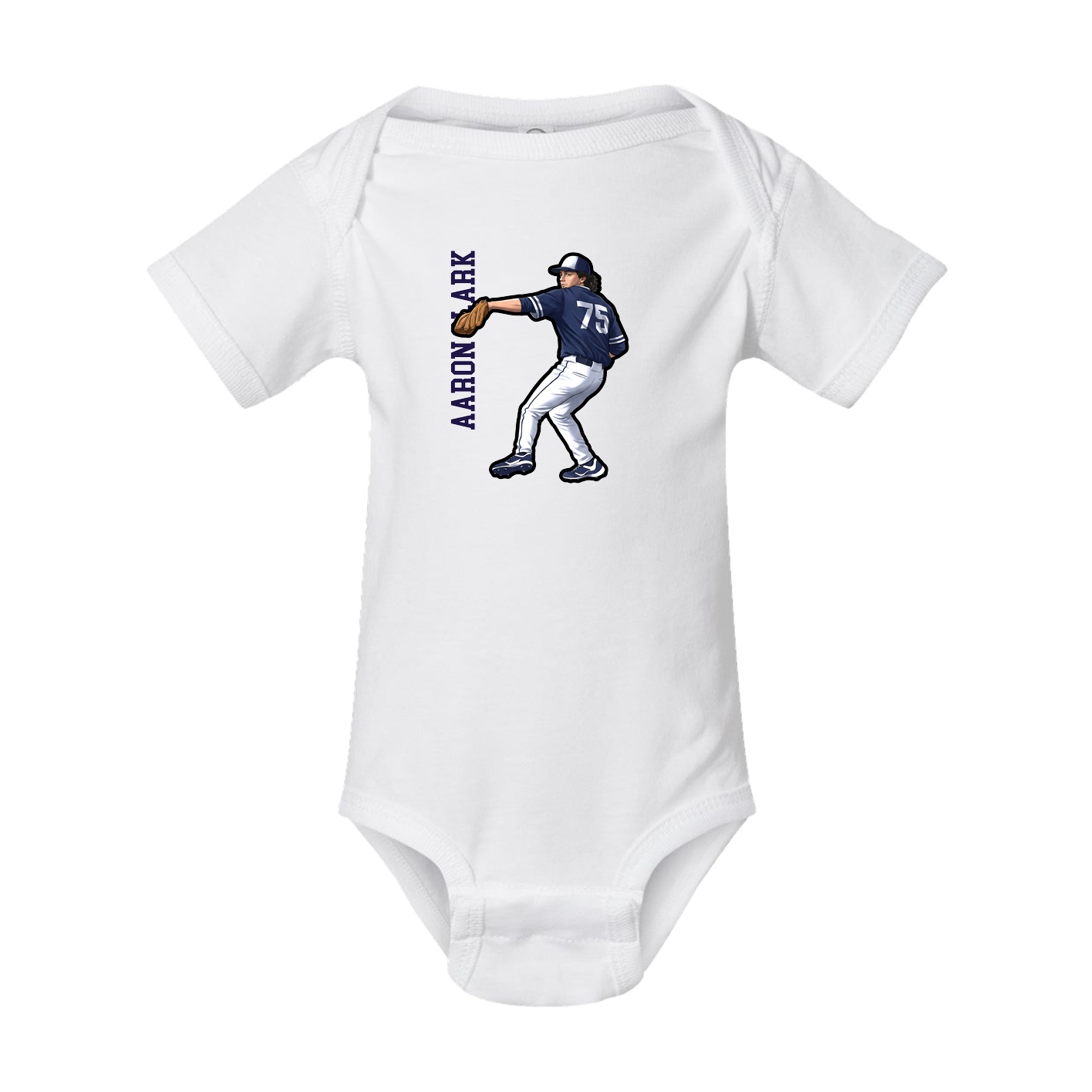 Baby Onesie — Name Vertical in White