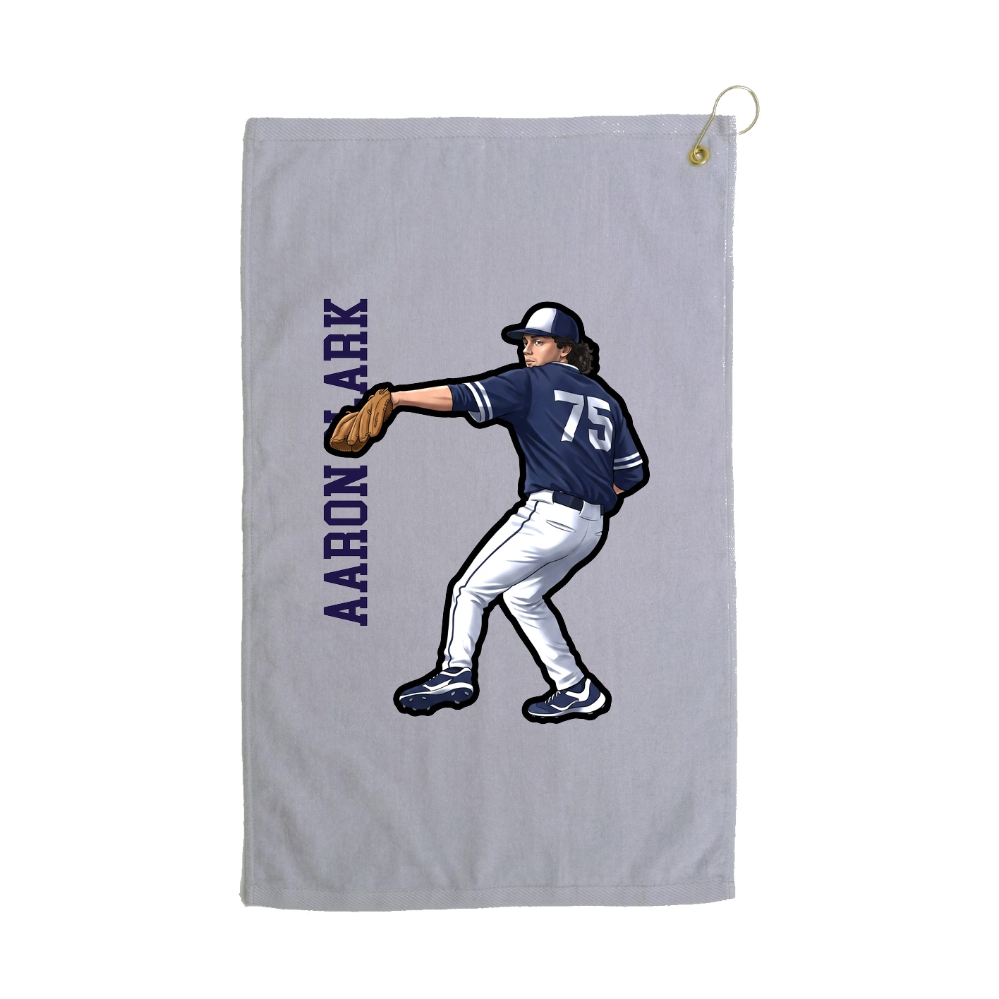 Golf Towel — Name Vertical in Grey