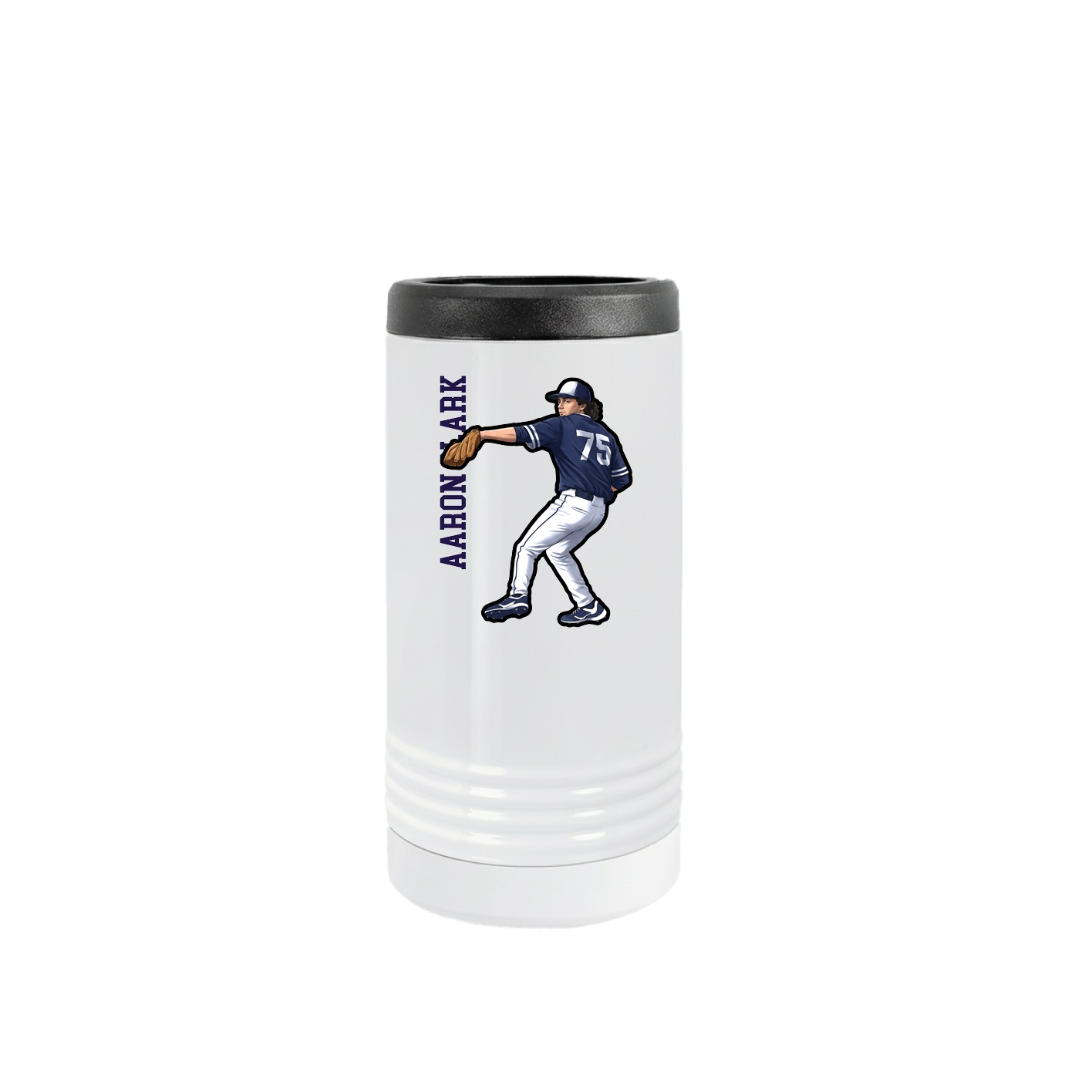 Slim Beverage Holder — Name Vertical in White