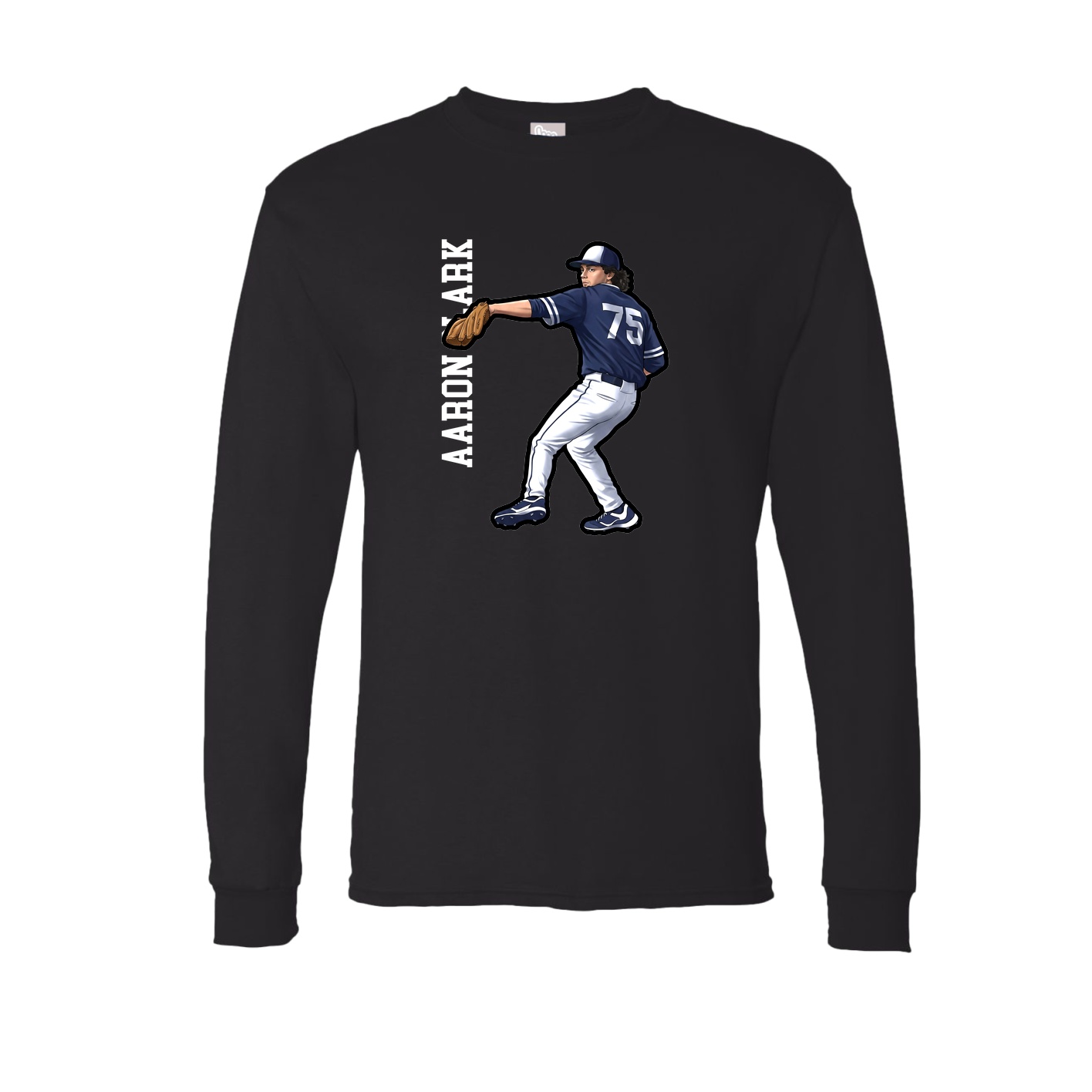 Long Sleeve Tee — Name Vertical in Black