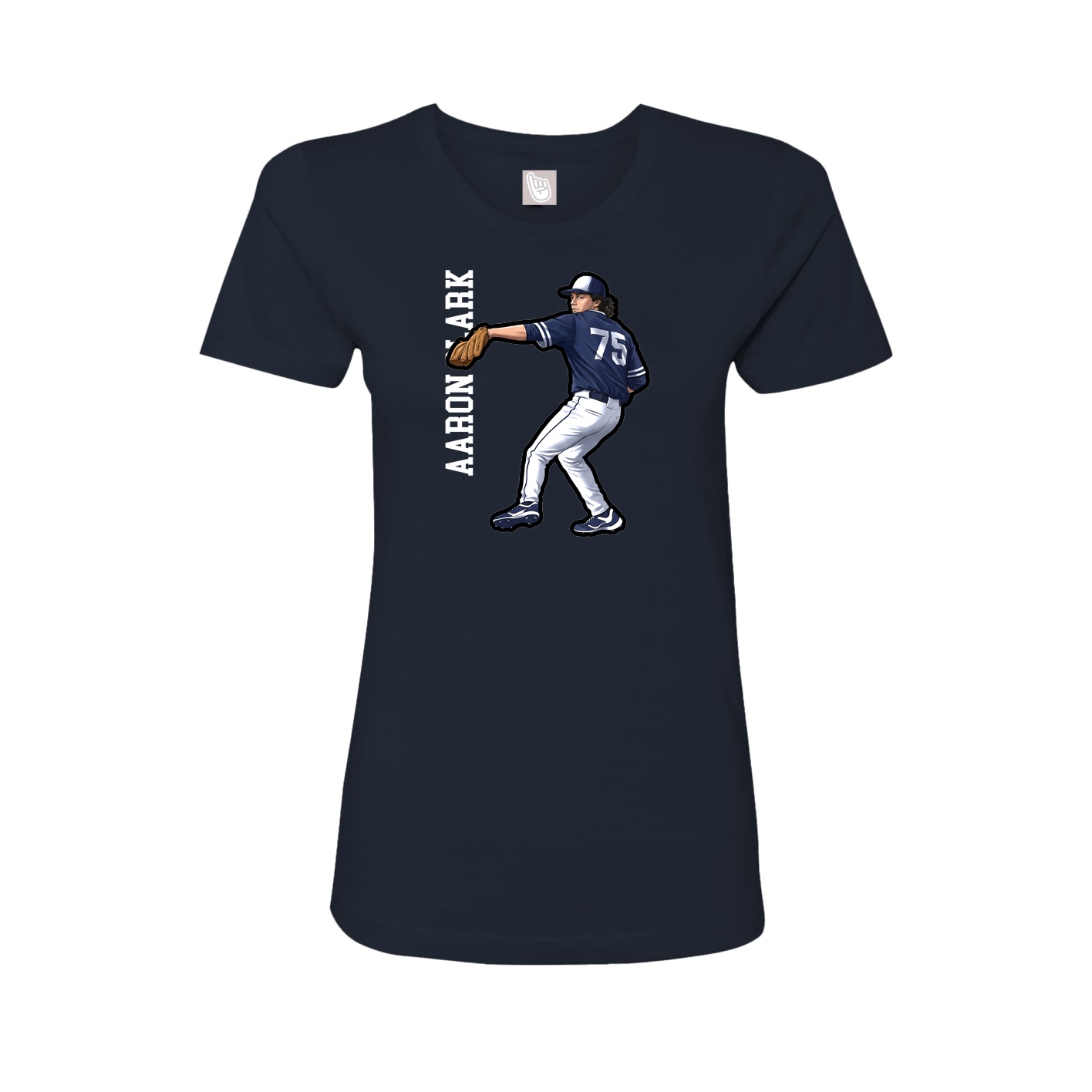 Fitted Women's Tee — Name Vertical in Navy
