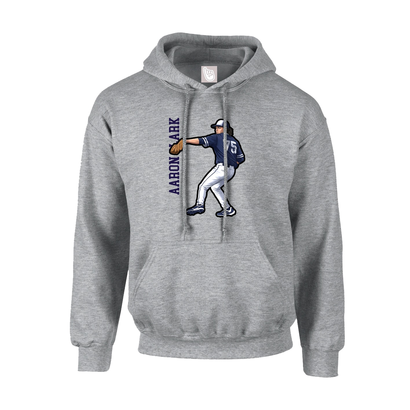 Youth Hoodie — Name Vertical in Grey