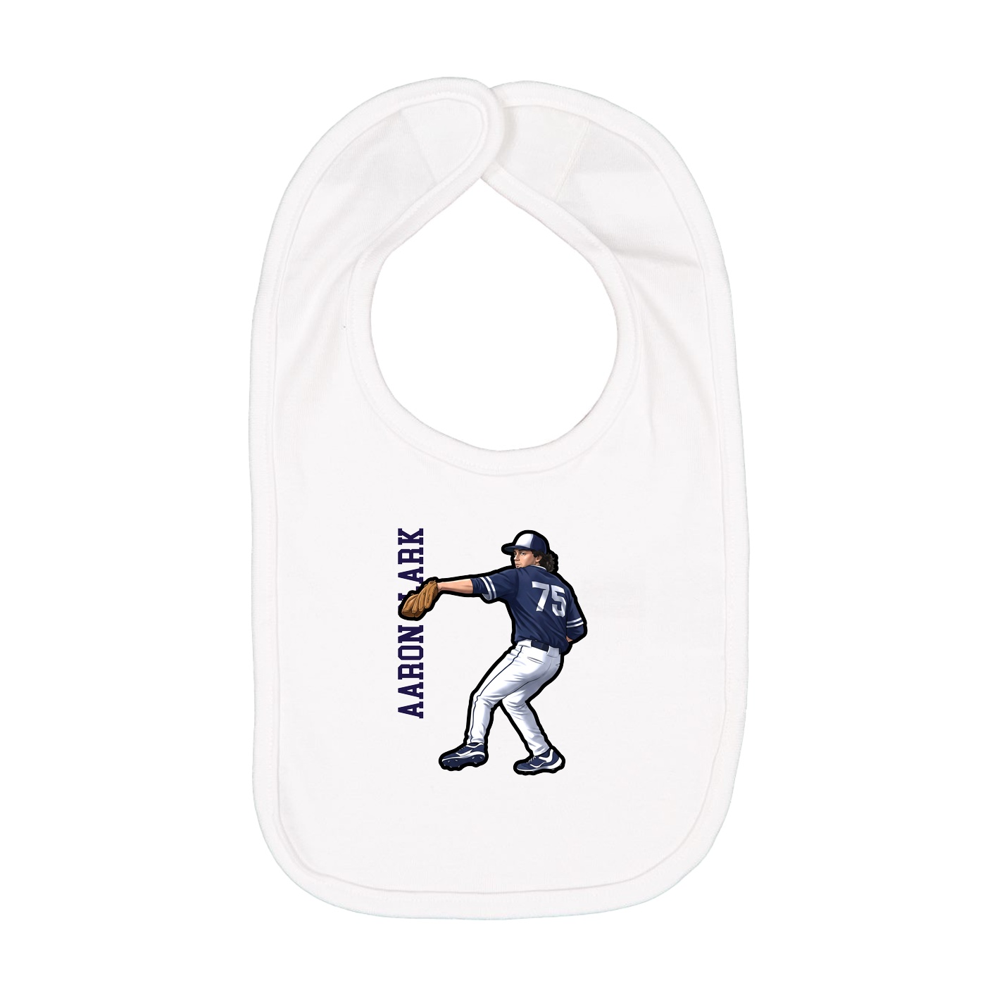 Infant Bib — Name Vertical in White