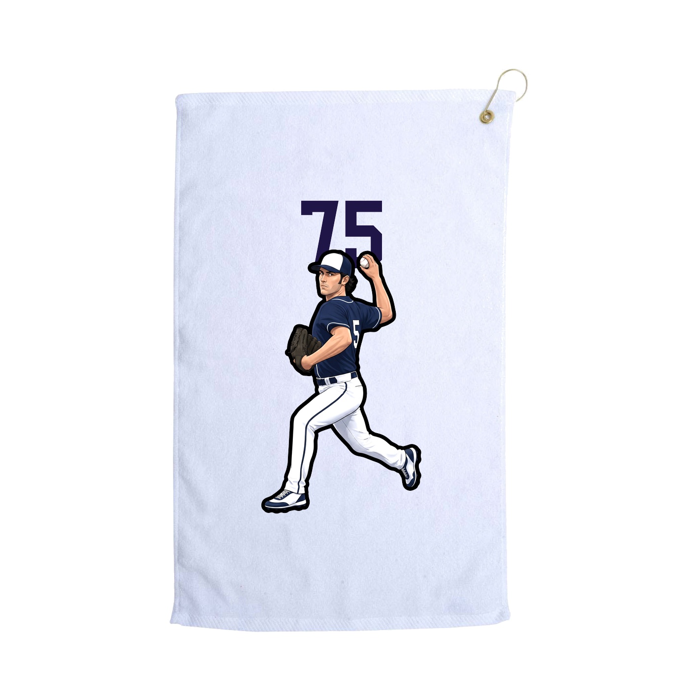 Golf Towel — Number Top in White