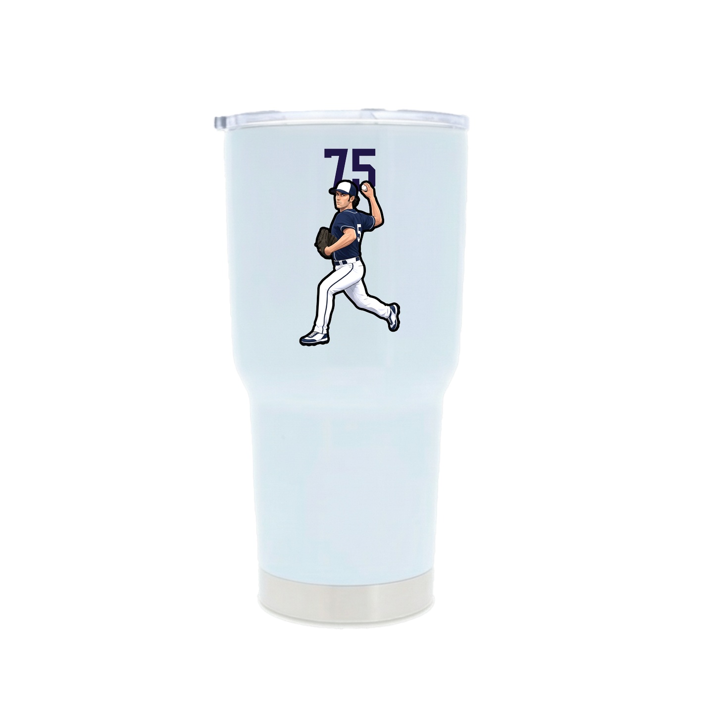 30oz Stainless Steel Tumbler — Number Top in White