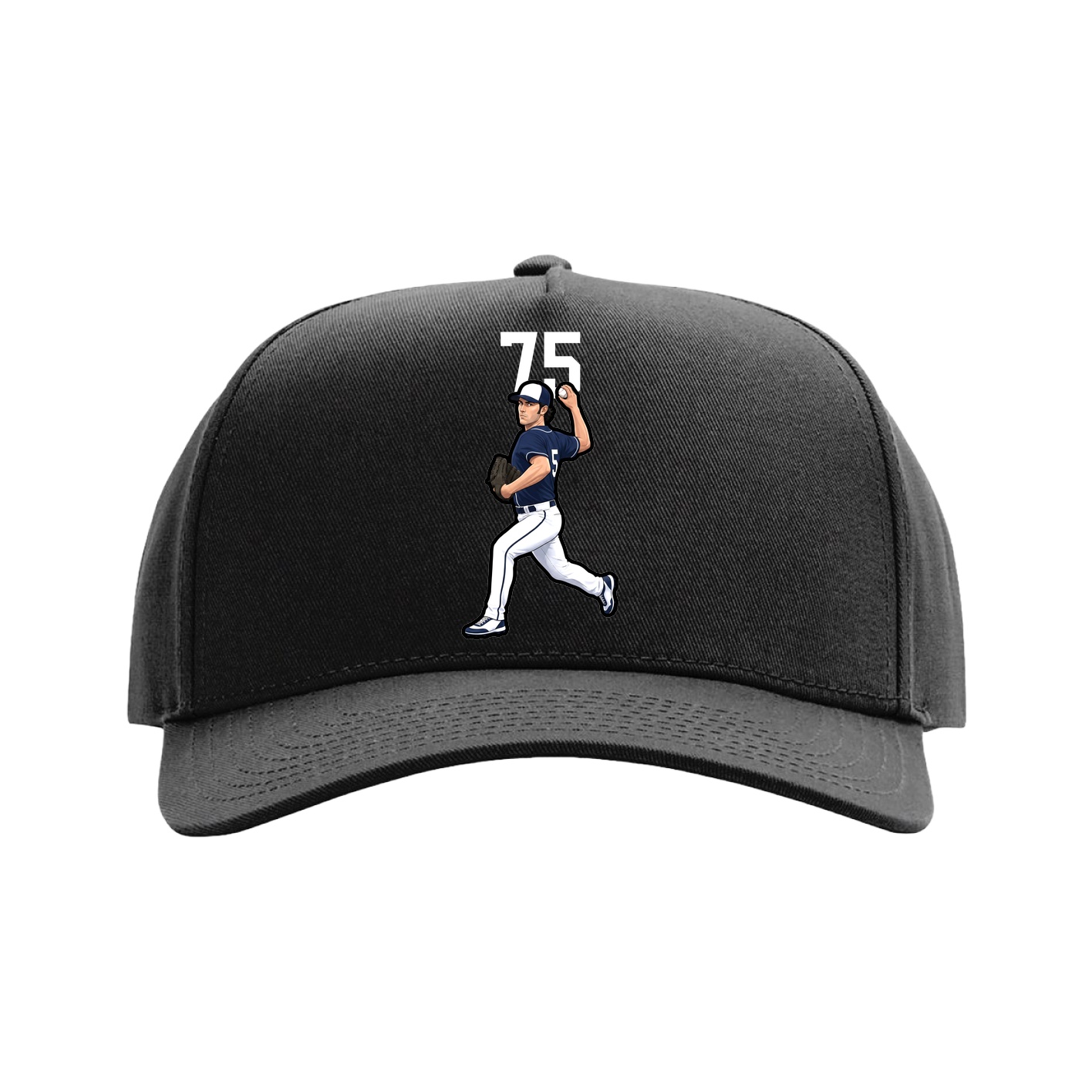 Full Fabric Five-Panel Champ Cap — Number Top in Black