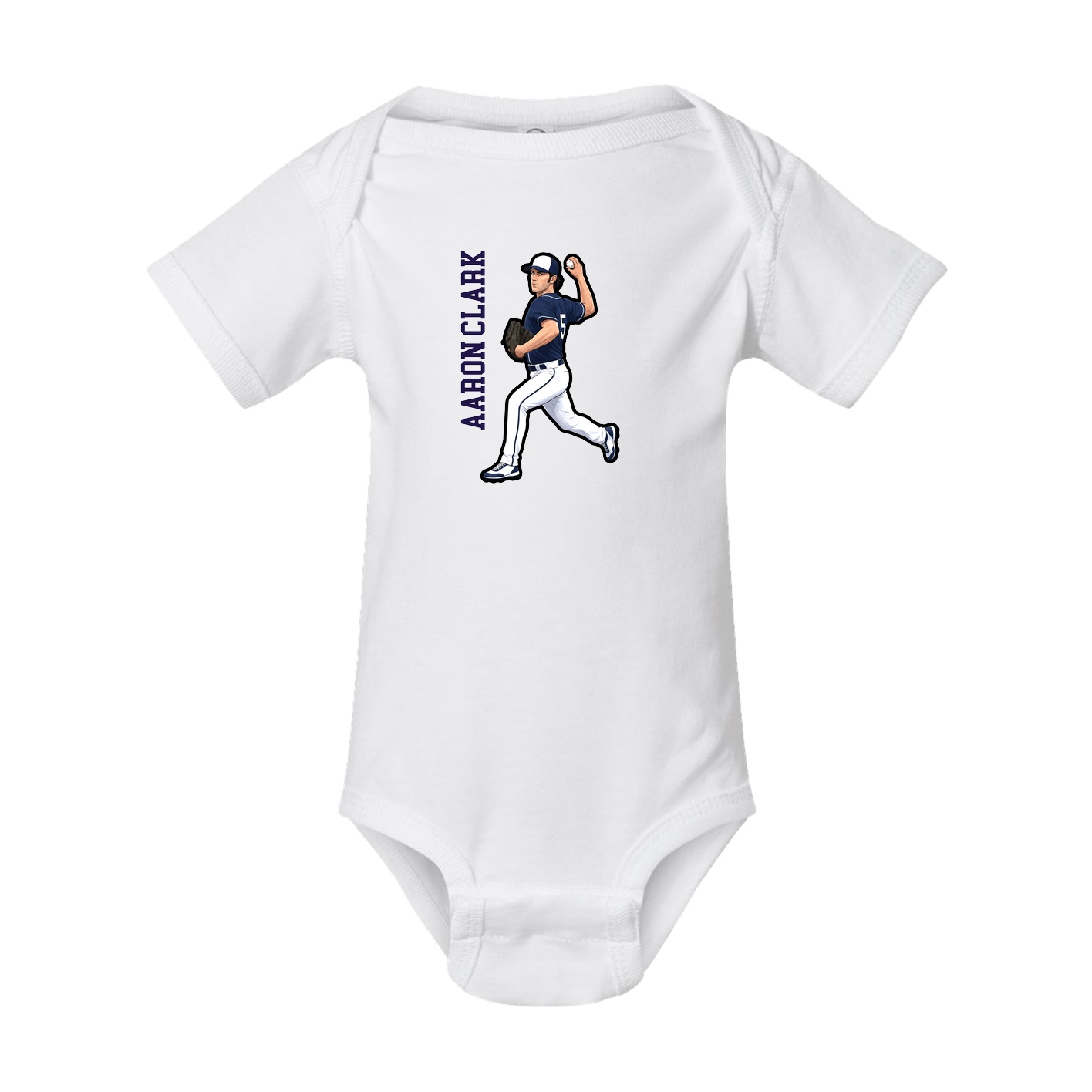 Baby Onesie — Name Vertical in White