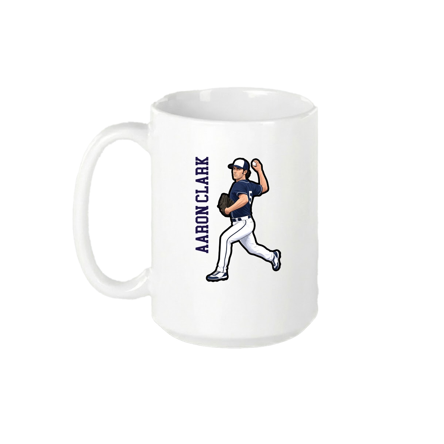 15oz Coffee Mug — Name Vertical in White