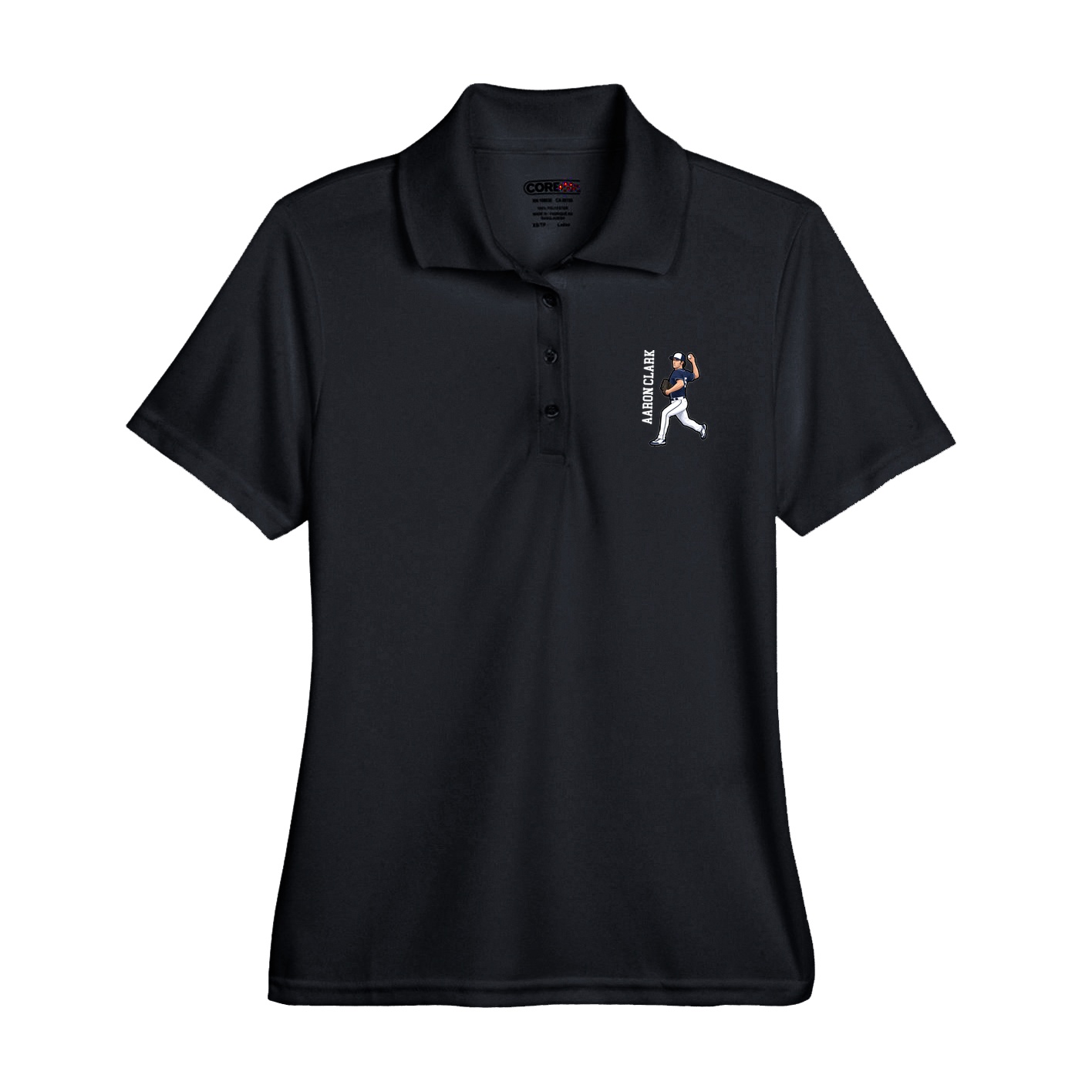 Womens Performance Polo — Name Vertical in Black