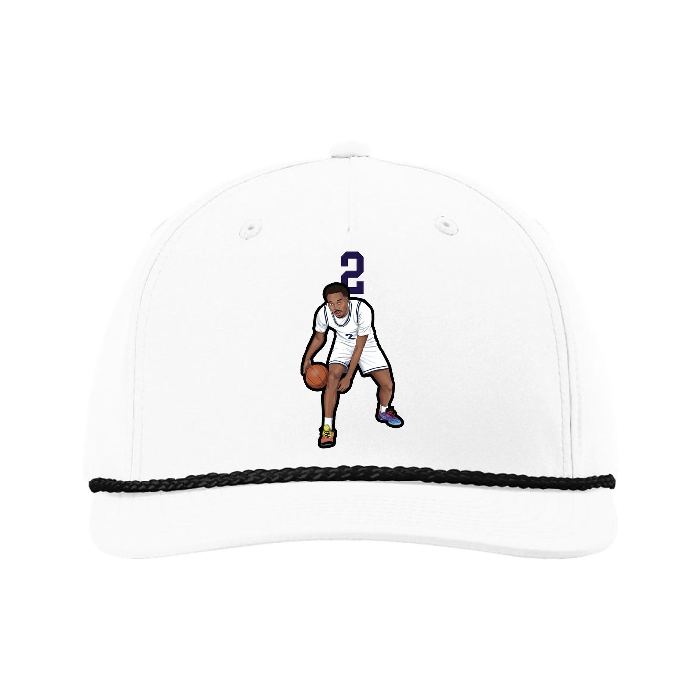 Five-Panel Classic Rope Cap — Number Top in White