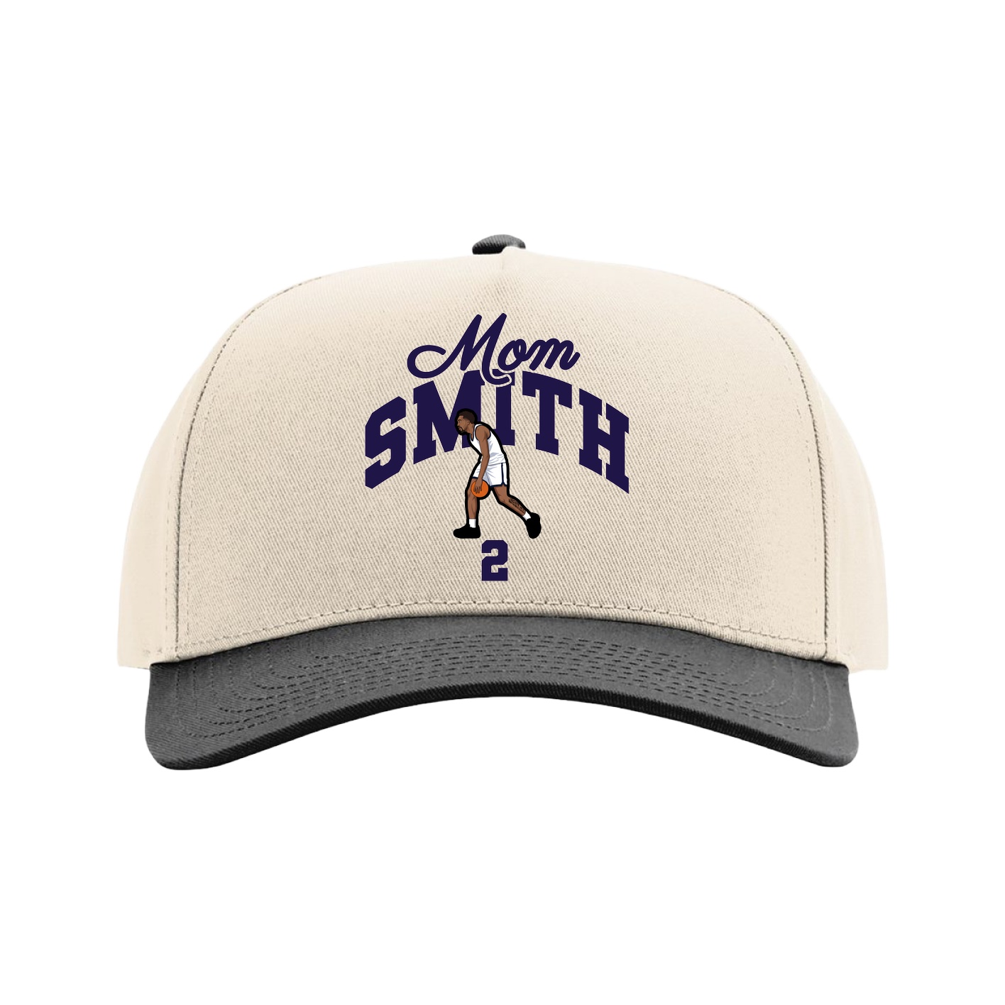 Full Fabric Five-Panel Champ Cap — Mothers Day Arch in Cream/Black