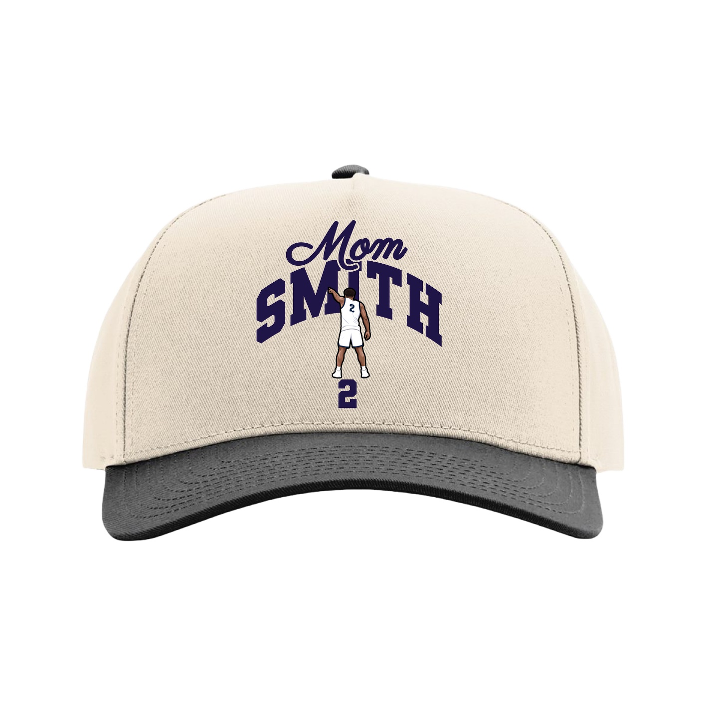 Full Fabric Five-Panel Champ Cap — Mothers Day Arch in Cream/Black