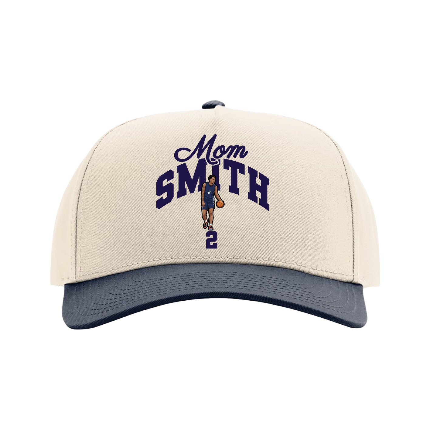 Full Fabric Five-Panel Champ Cap — Mothers Day Arch in Cream/Navy