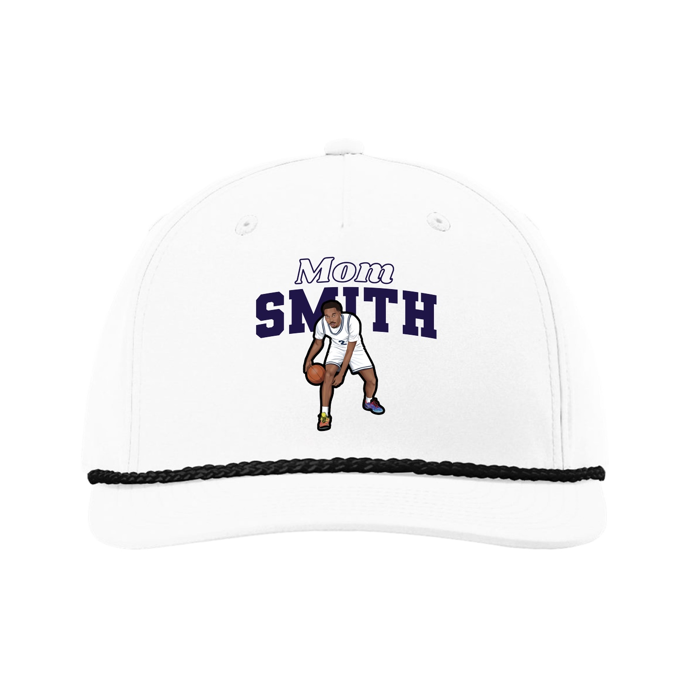 Five-Panel Classic Rope Cap — Mothers Day Block in White