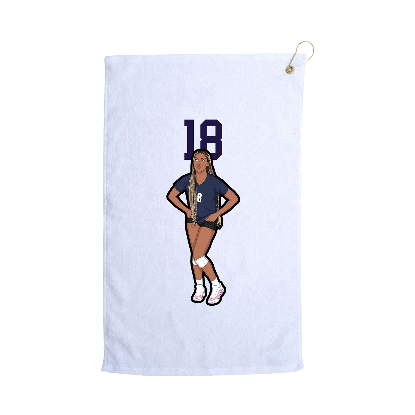 Golf Towel — Number Top in White