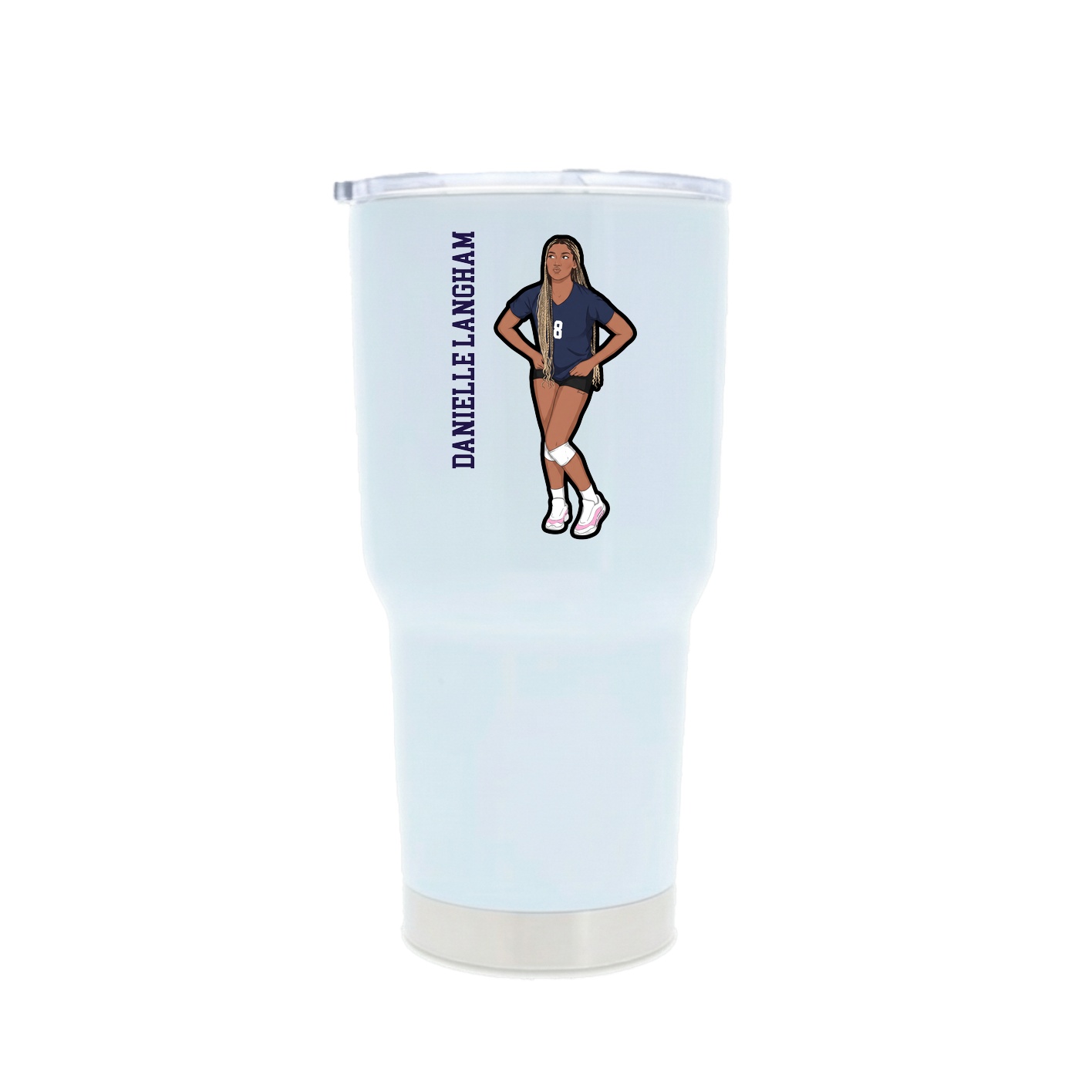 30oz Stainless Steel Tumbler — Name Vertical in White