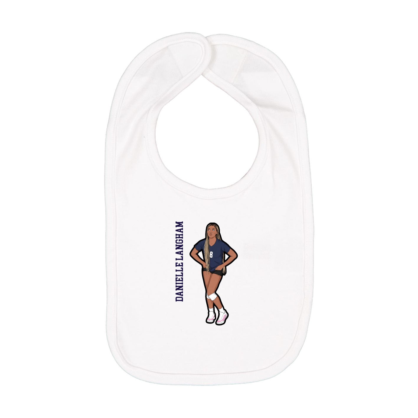 Infant Bib — Name Vertical in White