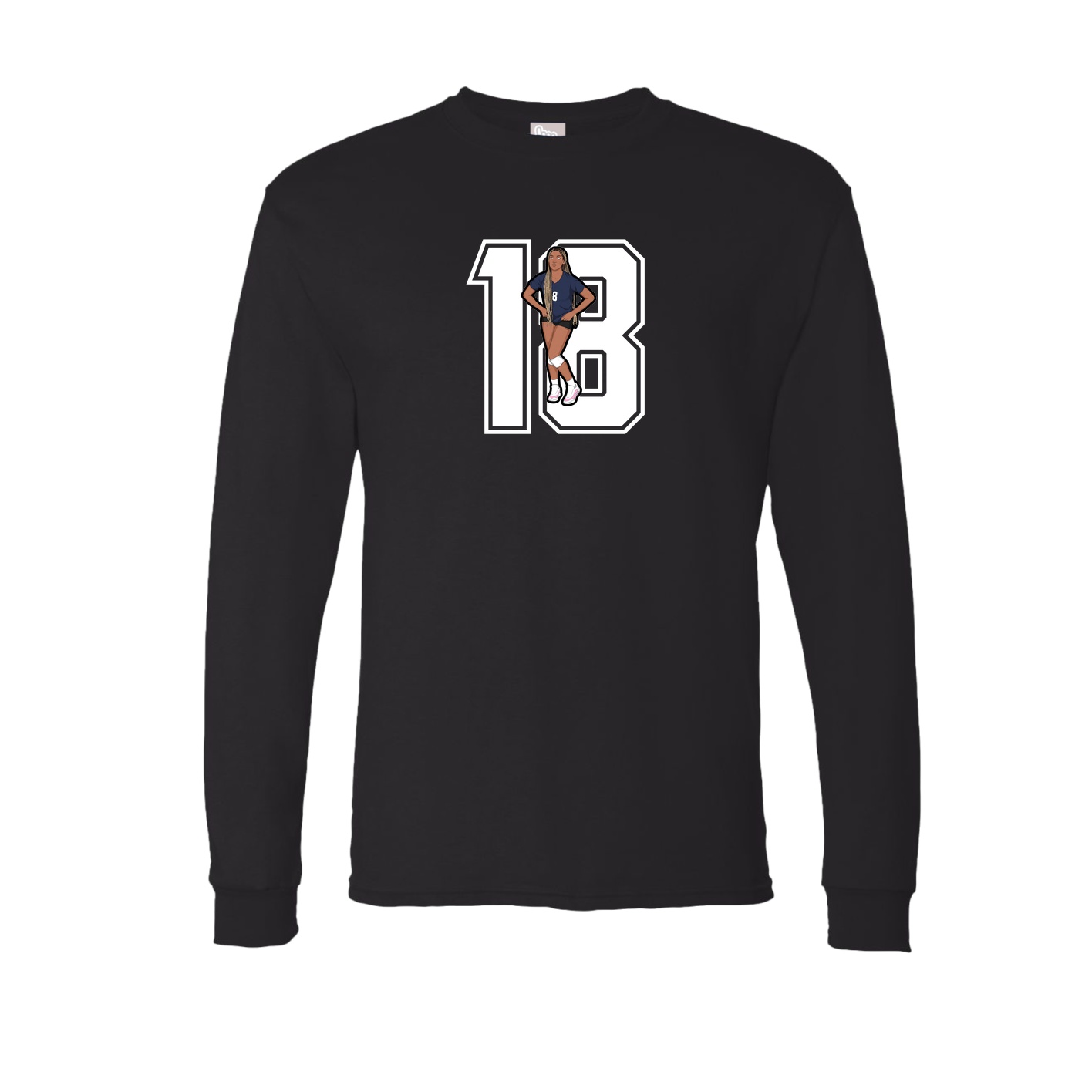 Long Sleeve Tee — Number in Black