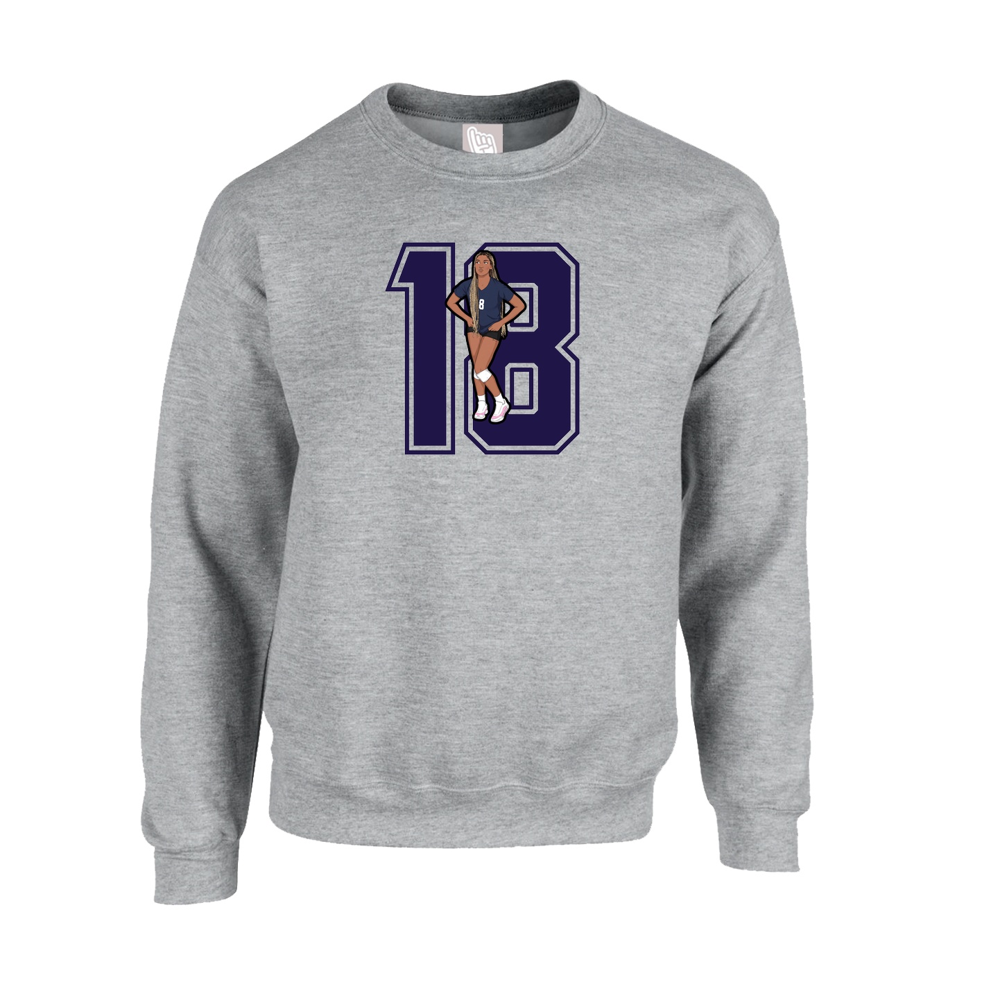 Fleece Crew — Number in Grey
