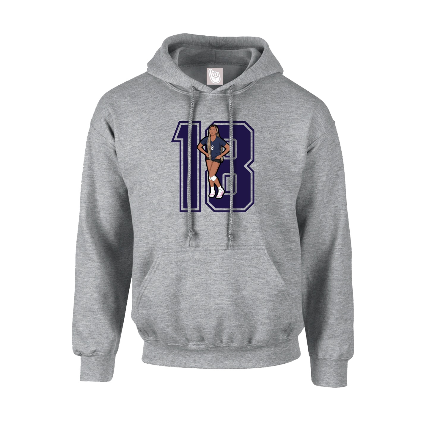 Youth Hoodie — Number in Grey