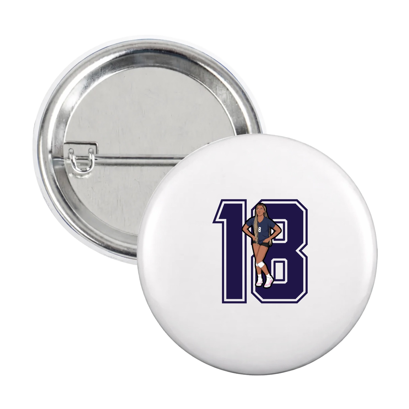 Game Day Button — Number in White